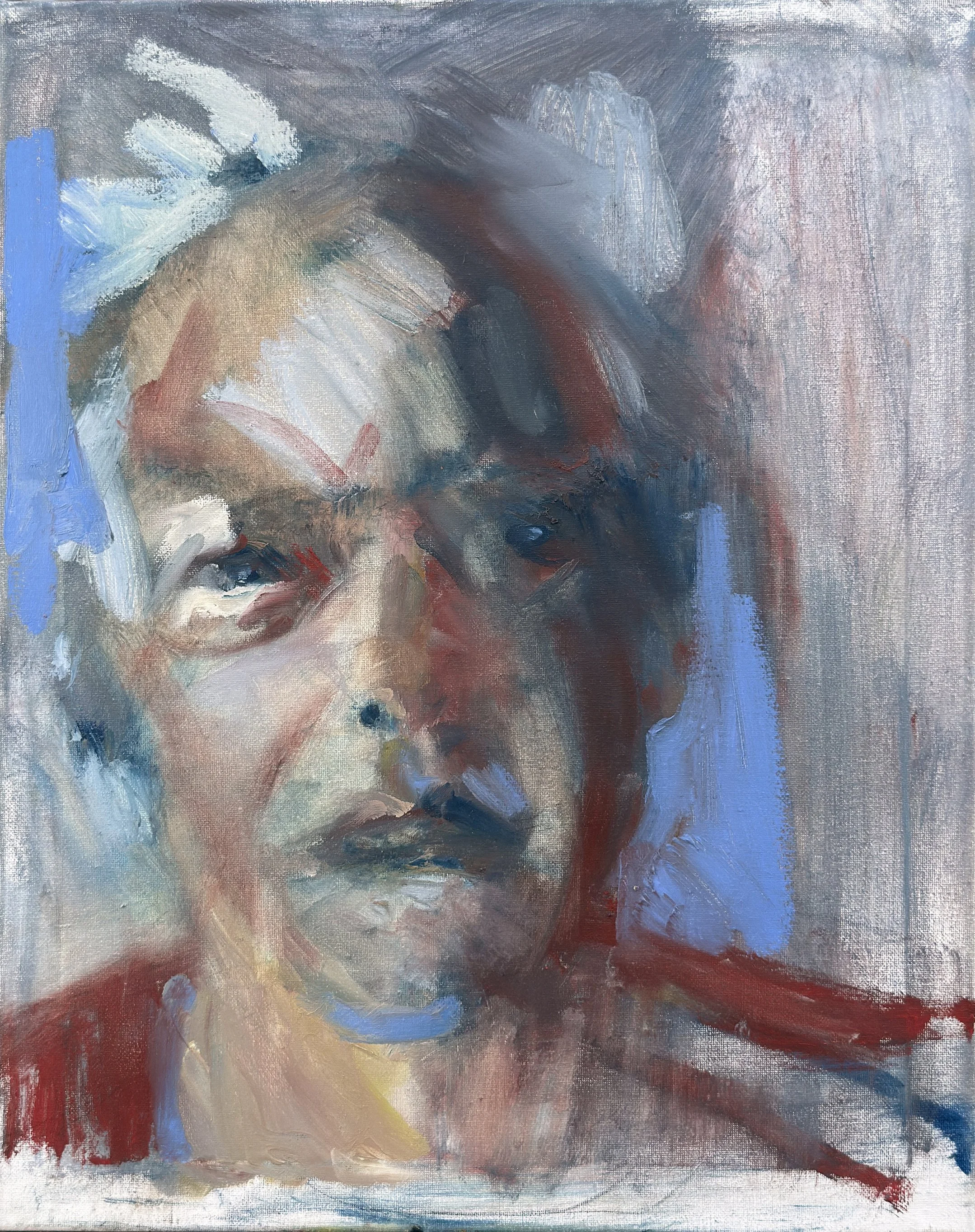 "Second Self Portrait 2025", Pigment Stick (Oil) on Canvas, 20" x 16", 2025