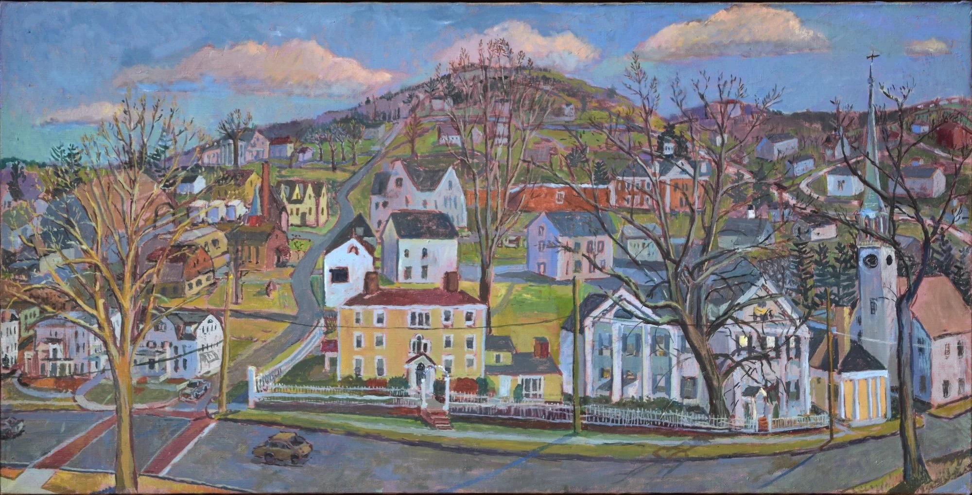 "Main St Rising", Oil on Linen, 20 X 40″, 2024-25