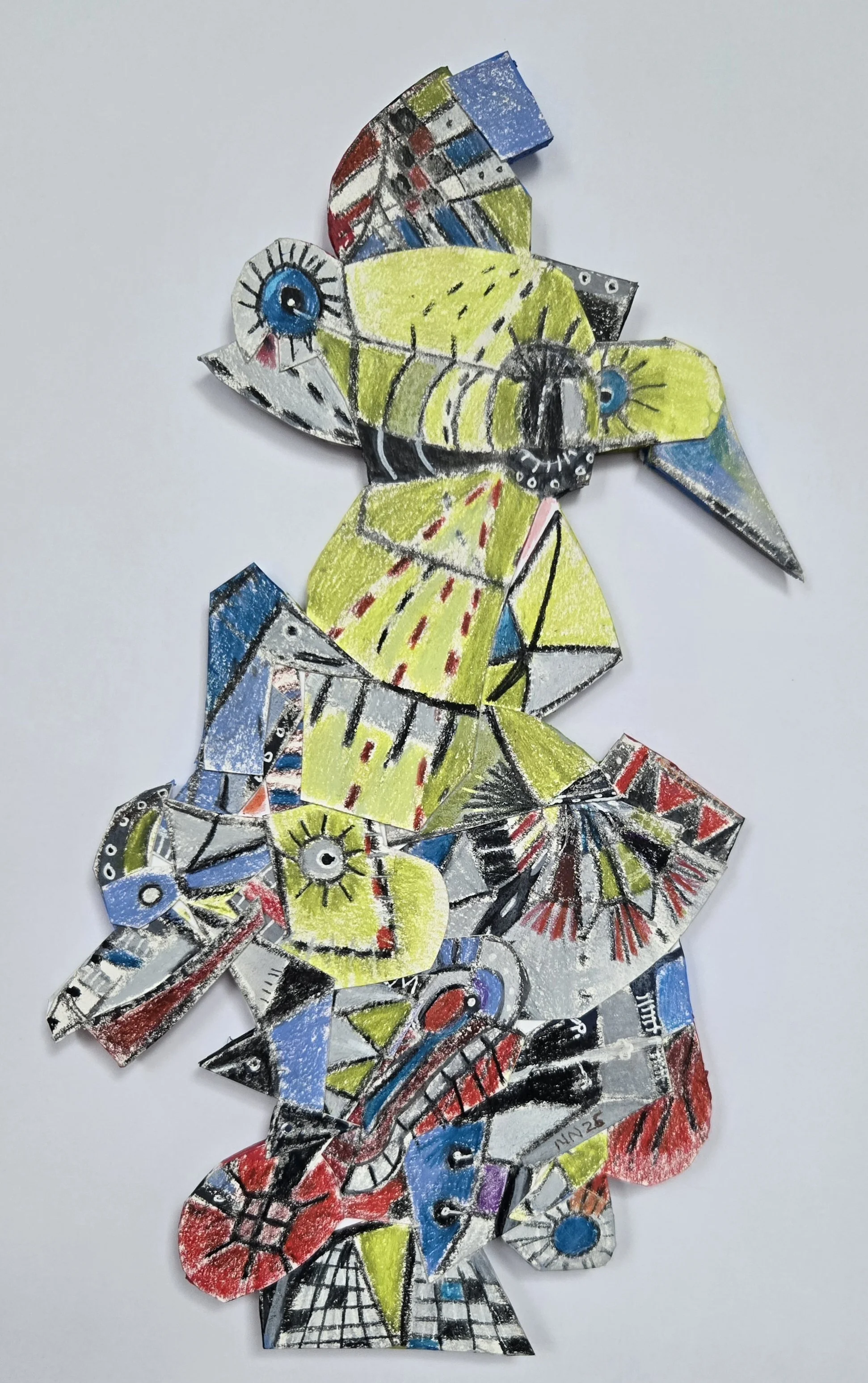 "There Must Be Some Way Out of Here", Mixed Media on Board, 13" x 8", 2026