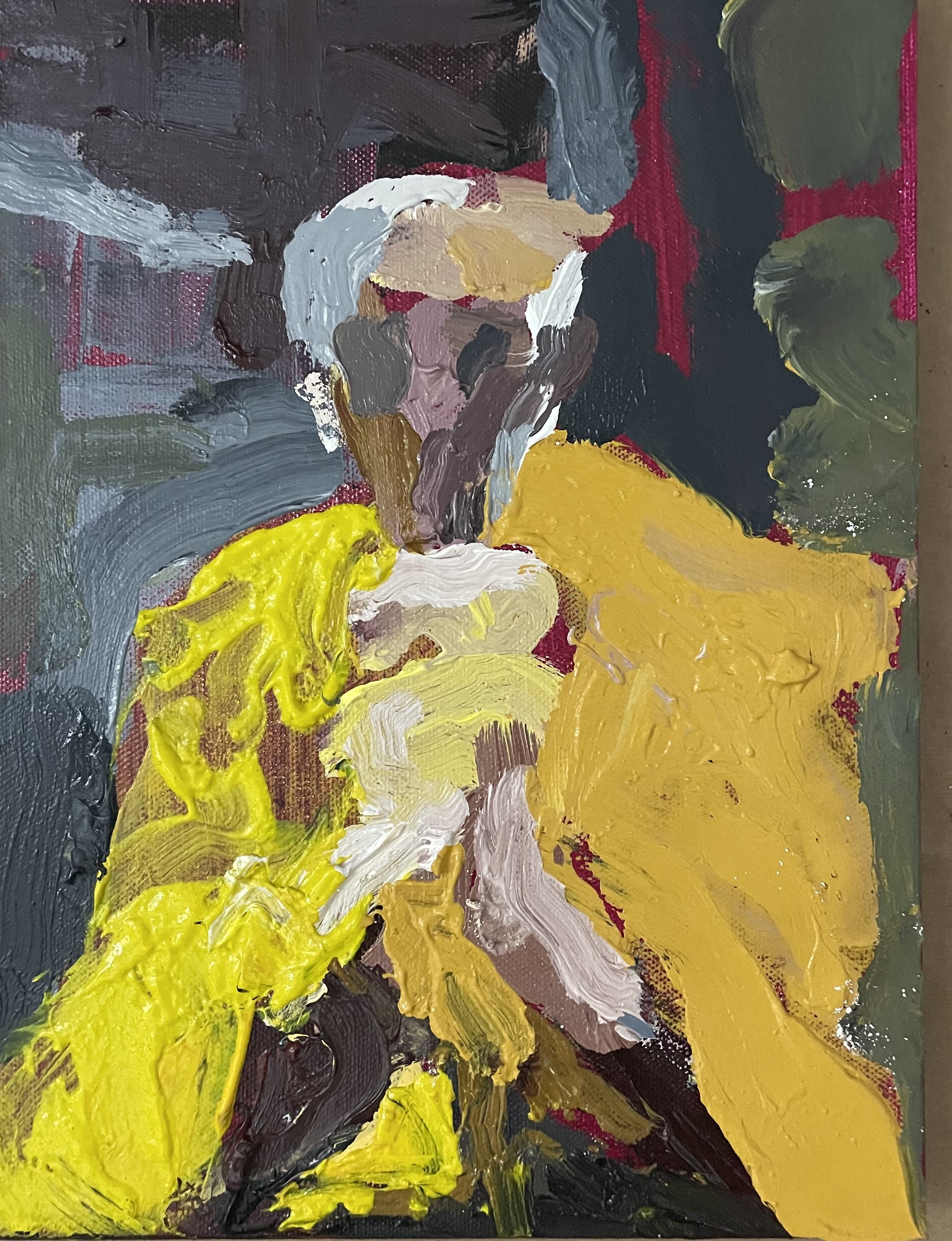 "Red Cohesion", Acrylic on Canvas, 11” by 9”, 2023