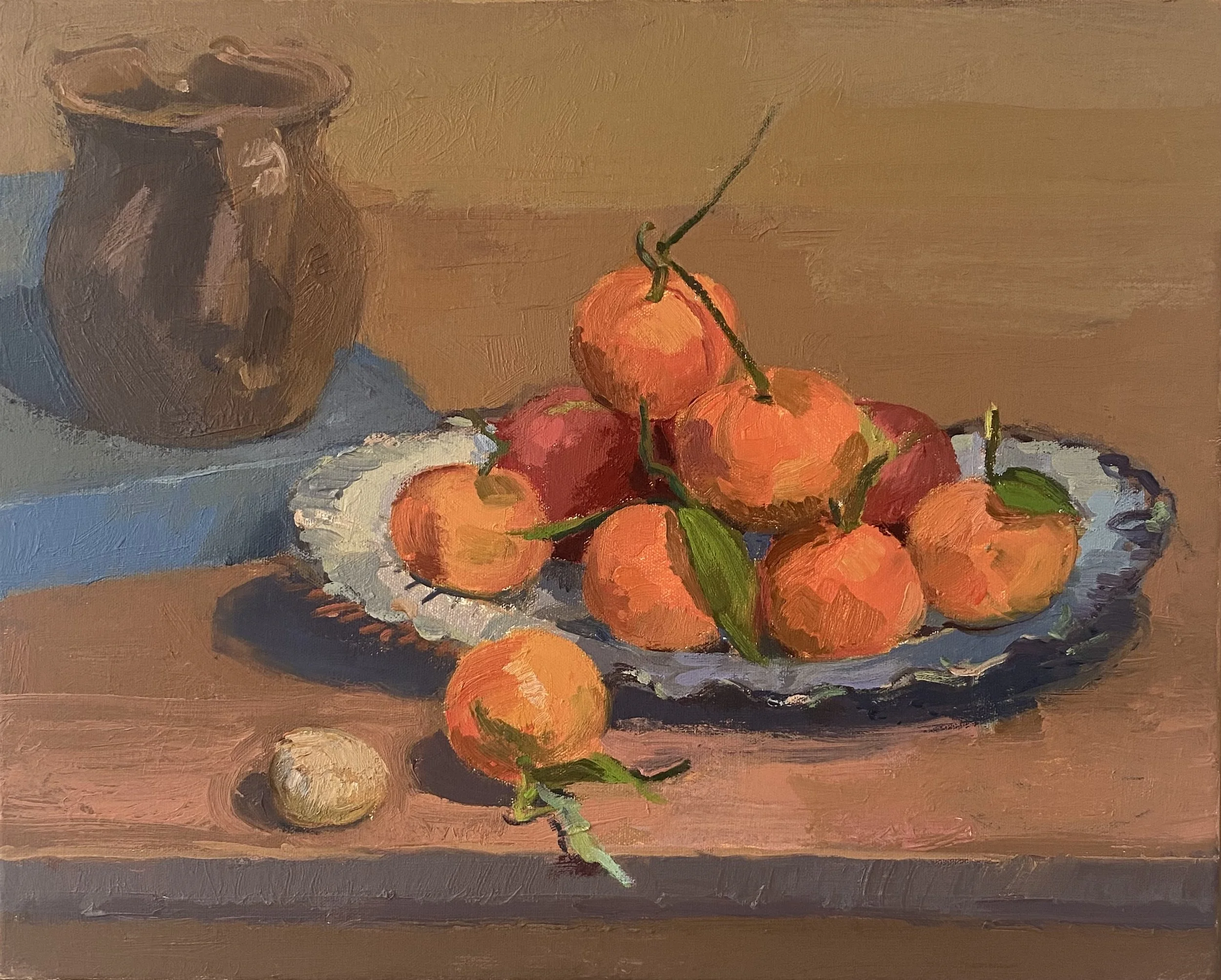 Deborah Kirklin, "Oranges on Sliver Tray", Oil on Canvas, 16" x 20", 2022