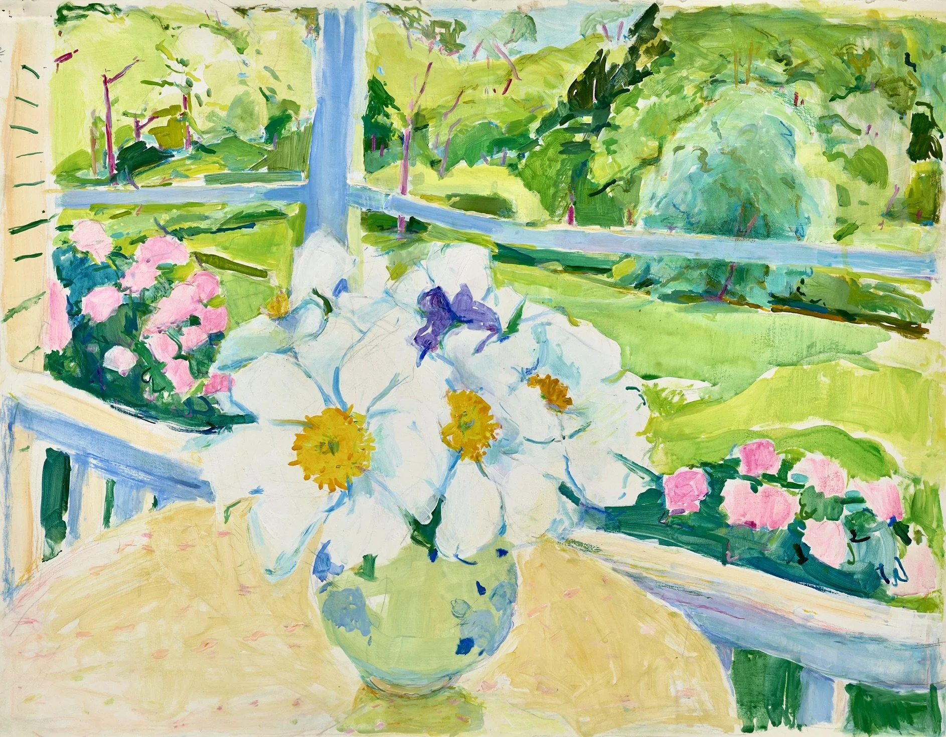 "Old Fashioned Peony Waltz", Acrylic on Paper, 22" x 28", 2025