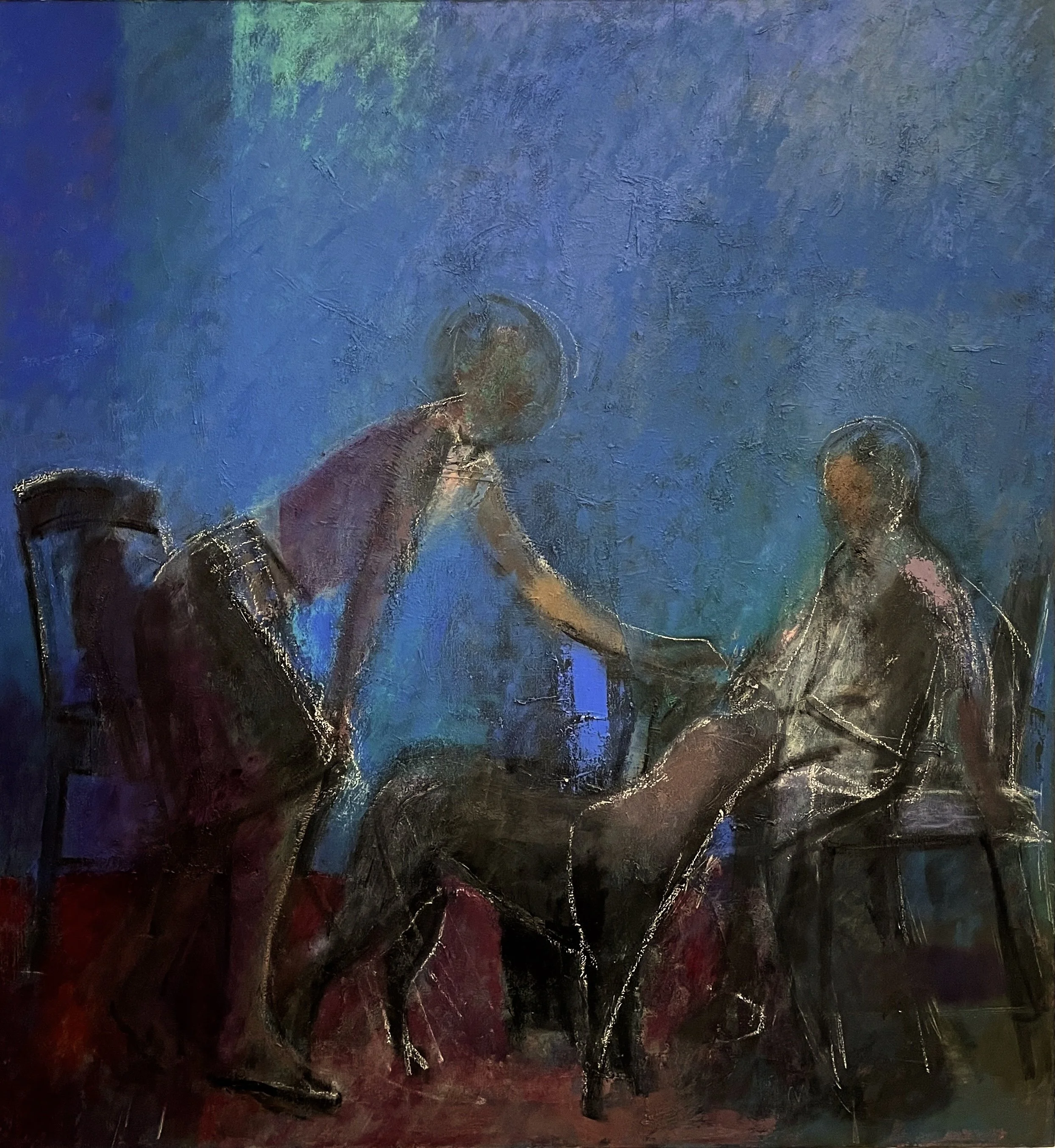 "Woman, Child, Dog", Oil on Canvas, 54" x 50", 2023