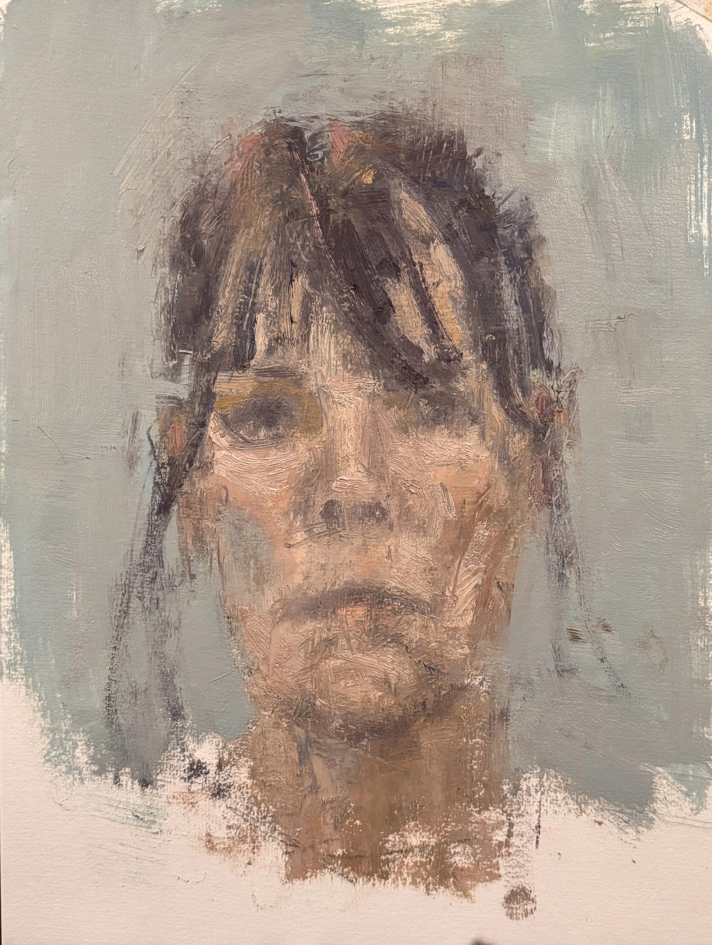 Eileen Mooney, "Self-Portrait", Oil on Paper mounted to Wood
