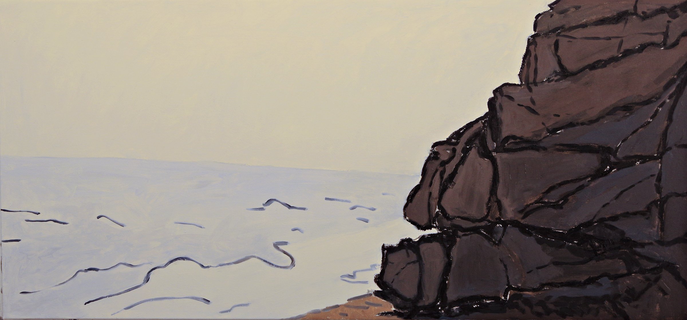 "Maine Edge", Oil on canvas, 26 x 50", 2021
