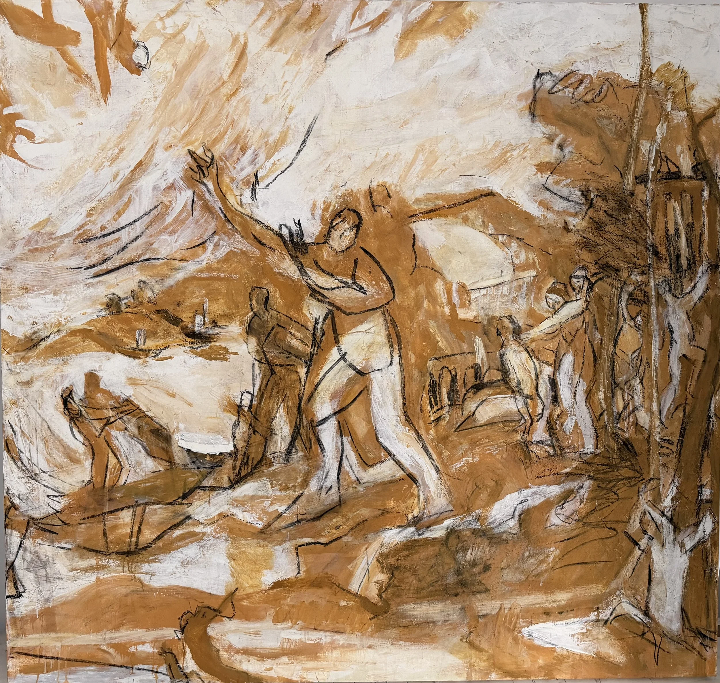 YCM Orpheus Reaching 2025 oil and charcoa on linen 53 x 56 inches.jpeg