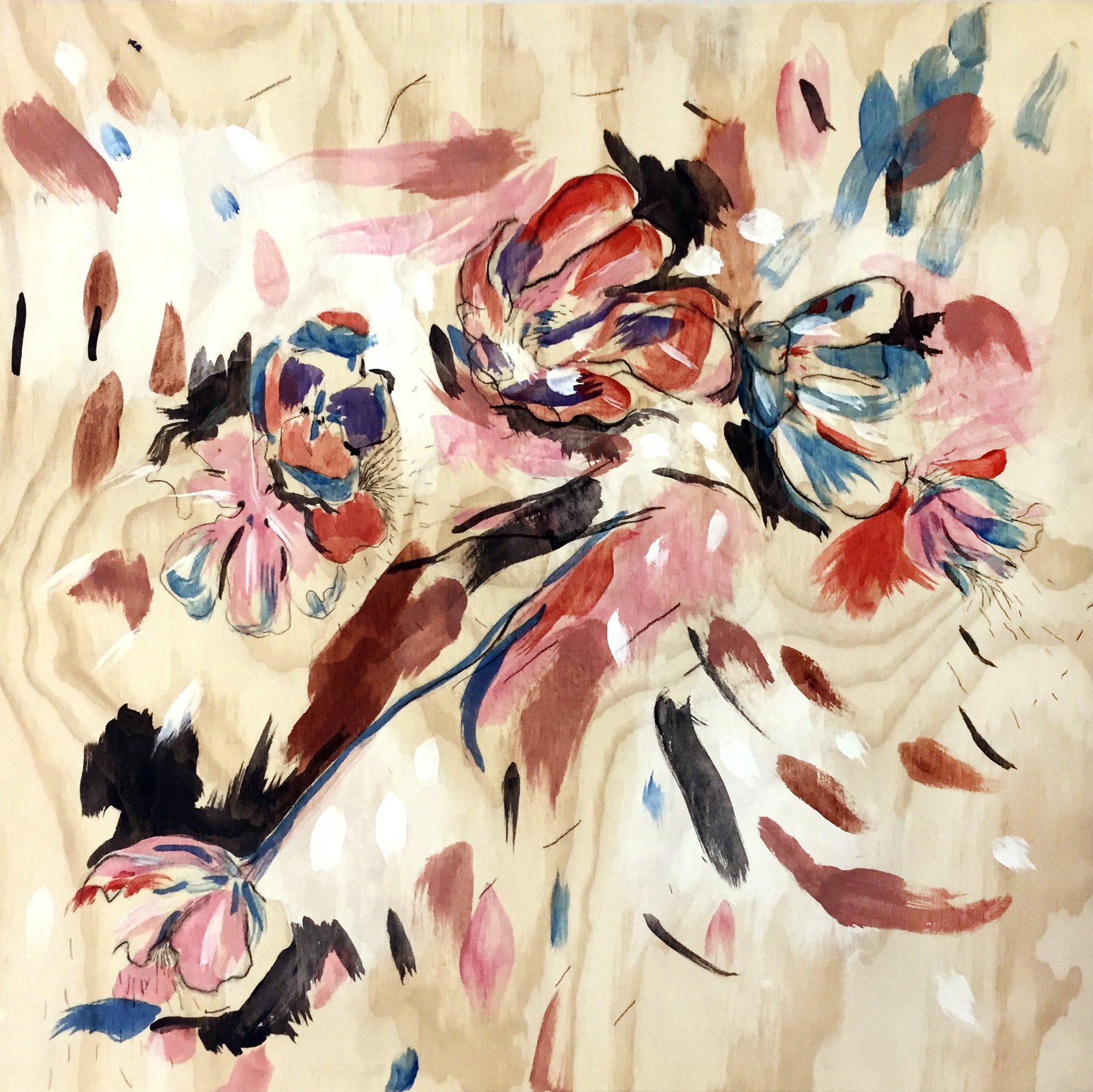 Tulipa III,
Acrylic and mixed media on wood panel,
48" x 48" x 3.5"