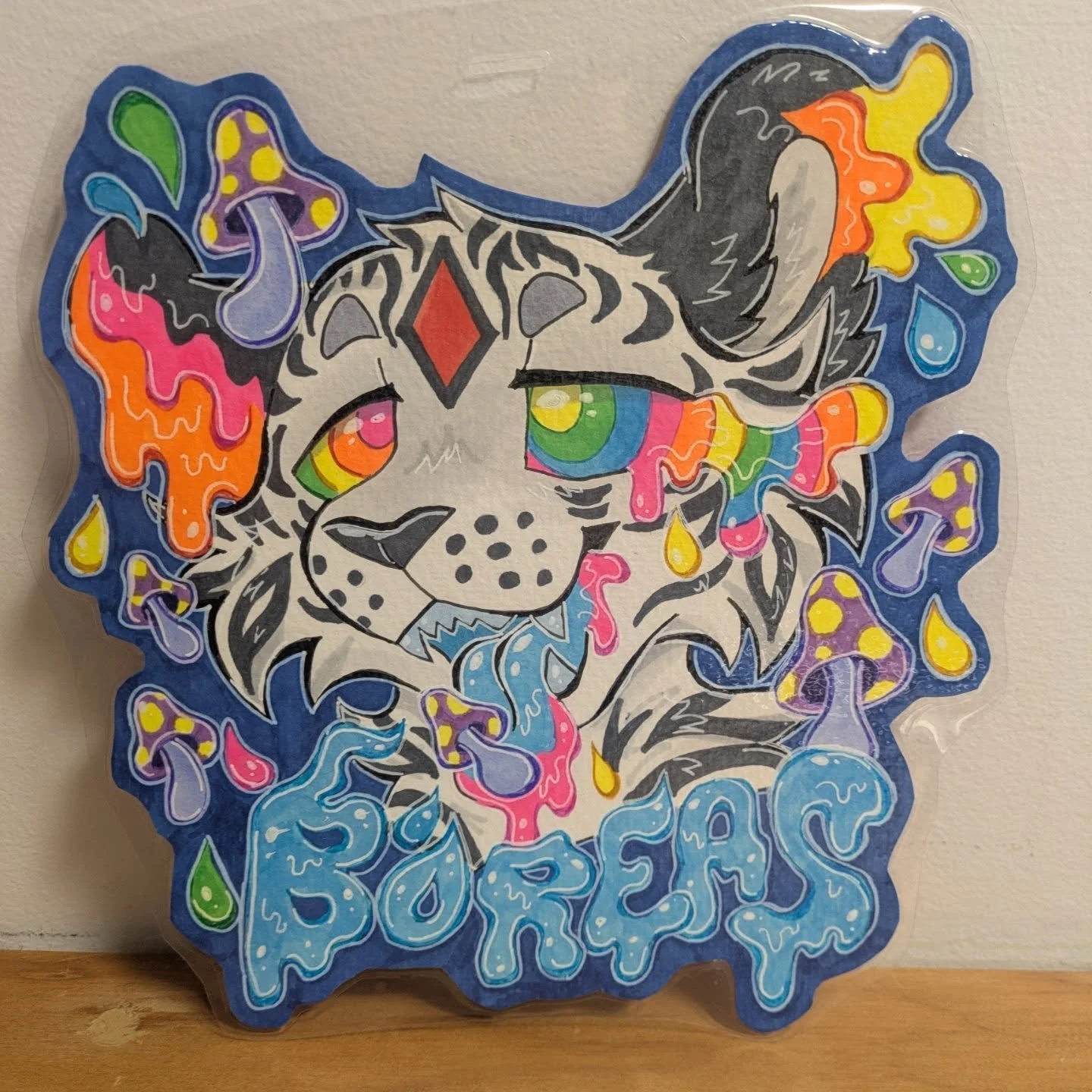 Traditional Headshot Badge for Boreas the tiger. Featuring UV details as seen in second pic. #furryfandom #fursuitbadge #furryart