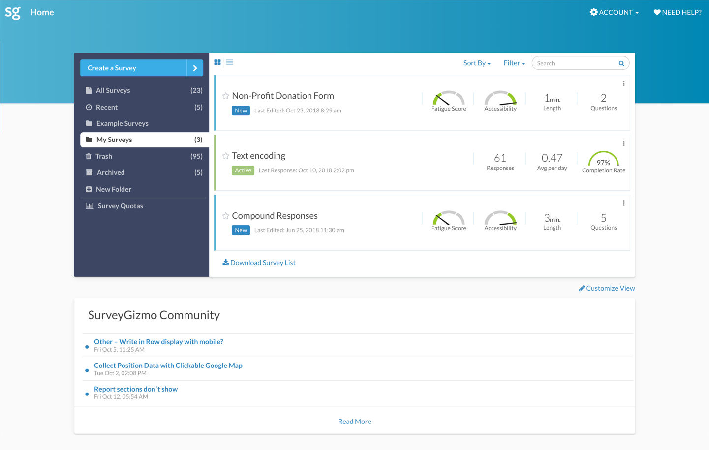 A website interface dominated by clean shapes and professional colors.   This screen is showing a list of projects.