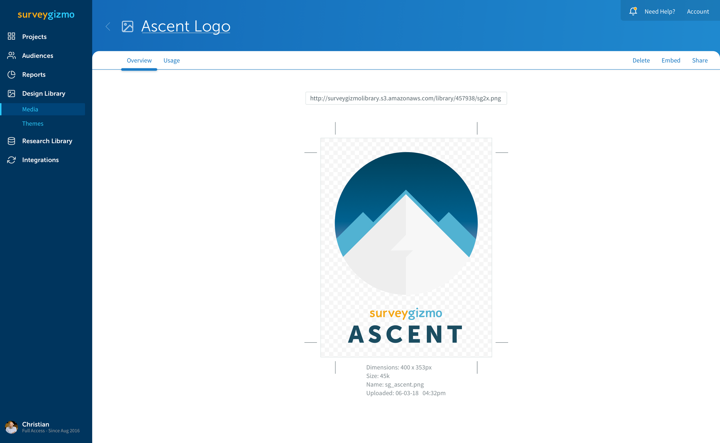 File library page with a large central image showing off a logo of a mountain 