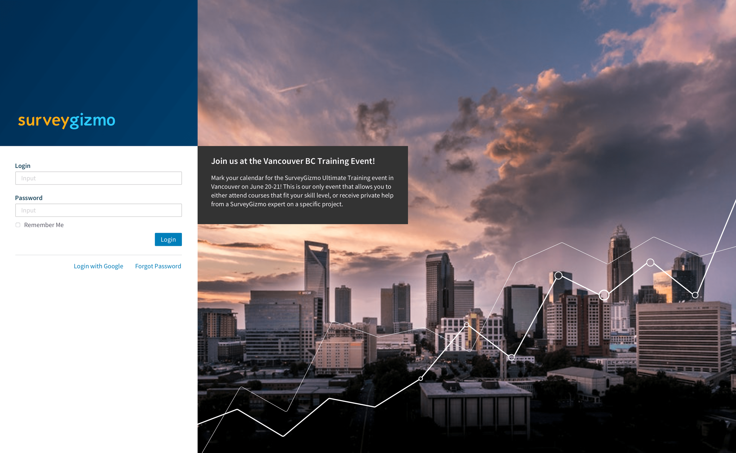 Login page for surveygizmo