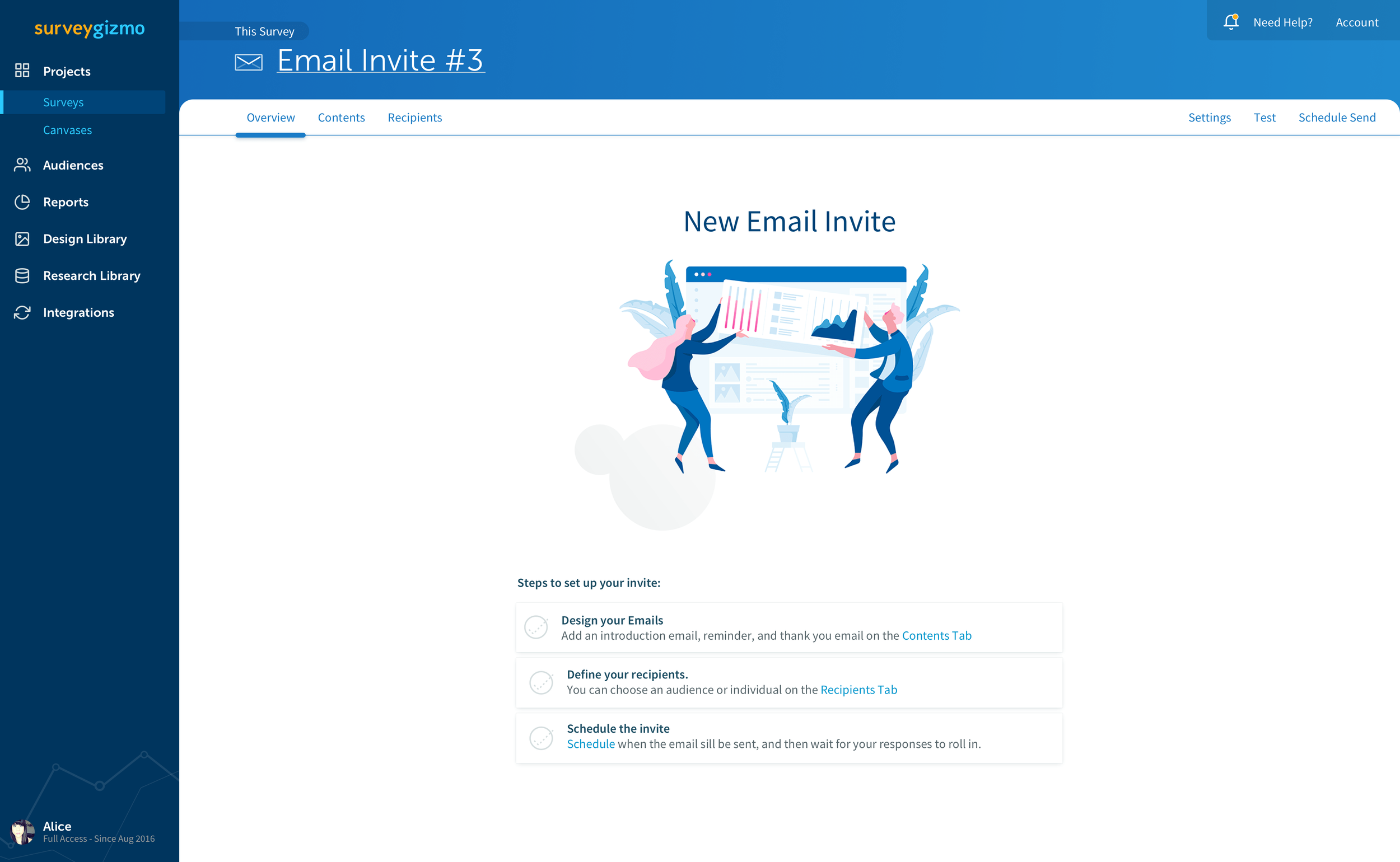 New Project page with a welcoming illustration and helpful content