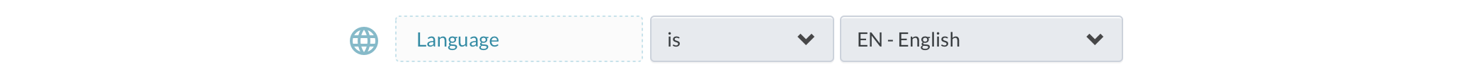 Rule with no details.  The option for “Language” has “English” selected.