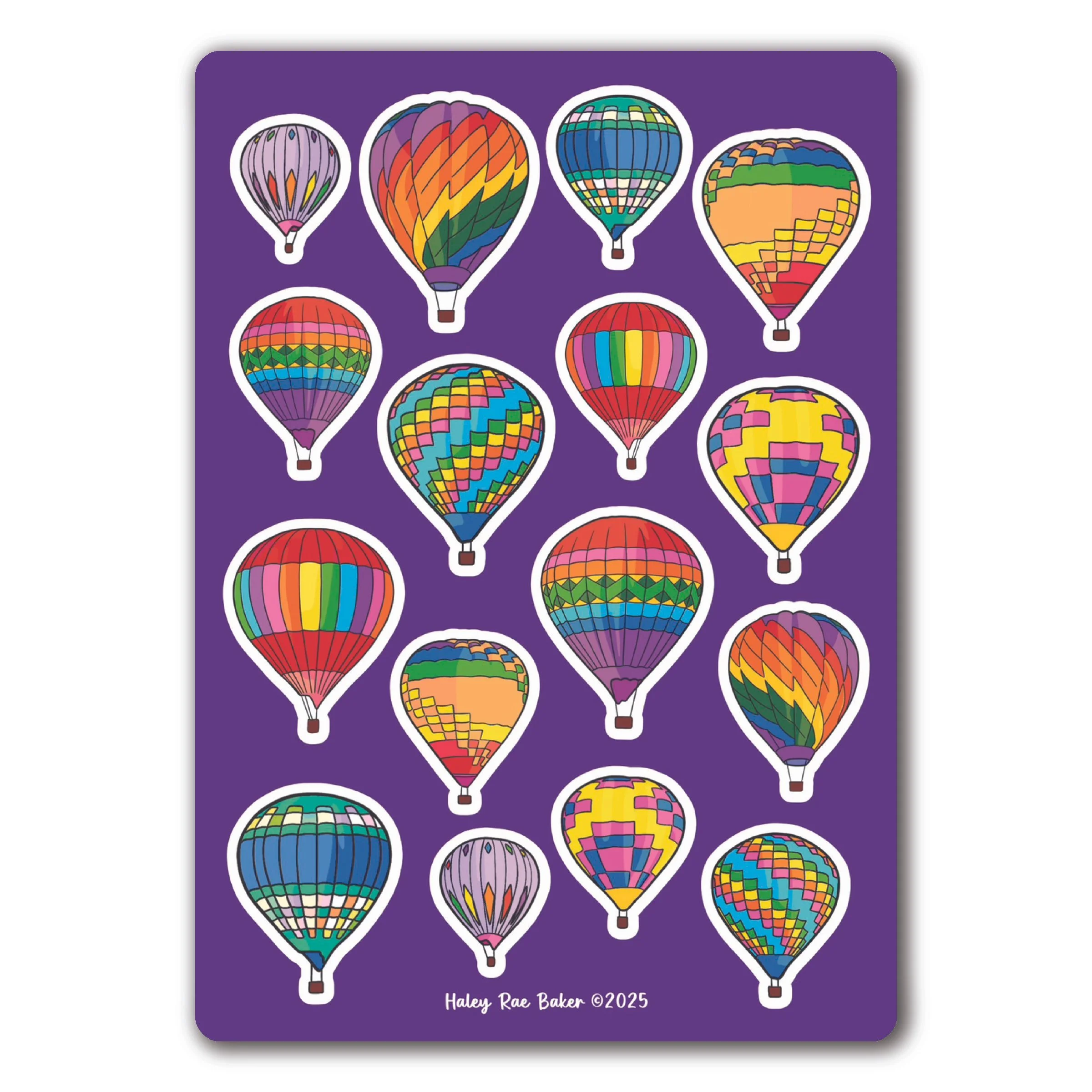 Rainbow Patterned Hot Air Balloons, Vinyl, Rainbow, Glossy, Geometric