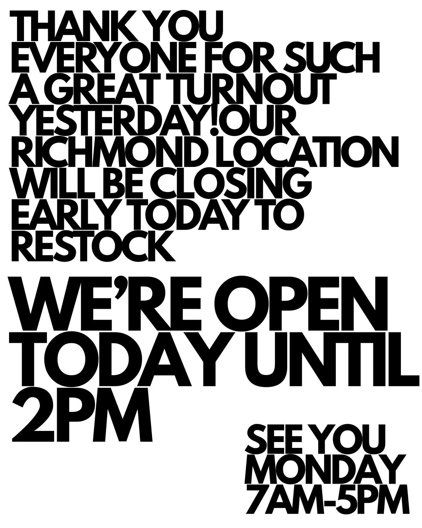 RVA, we are blown away by the turn out🤯 We are going to restock and can&rsquo;t wait to see you on Monday!!🫶🏽