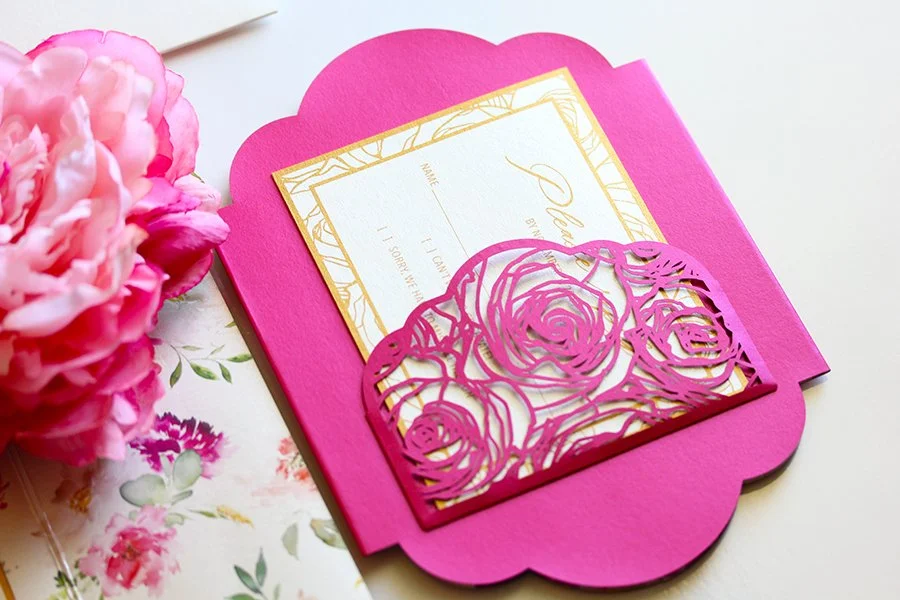 Brittany Velvet Pocket Folder Isabella Invitations