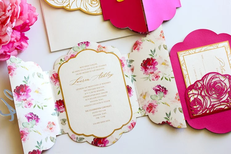 Brittany Velvet Pocket Folder Isabella Invitations