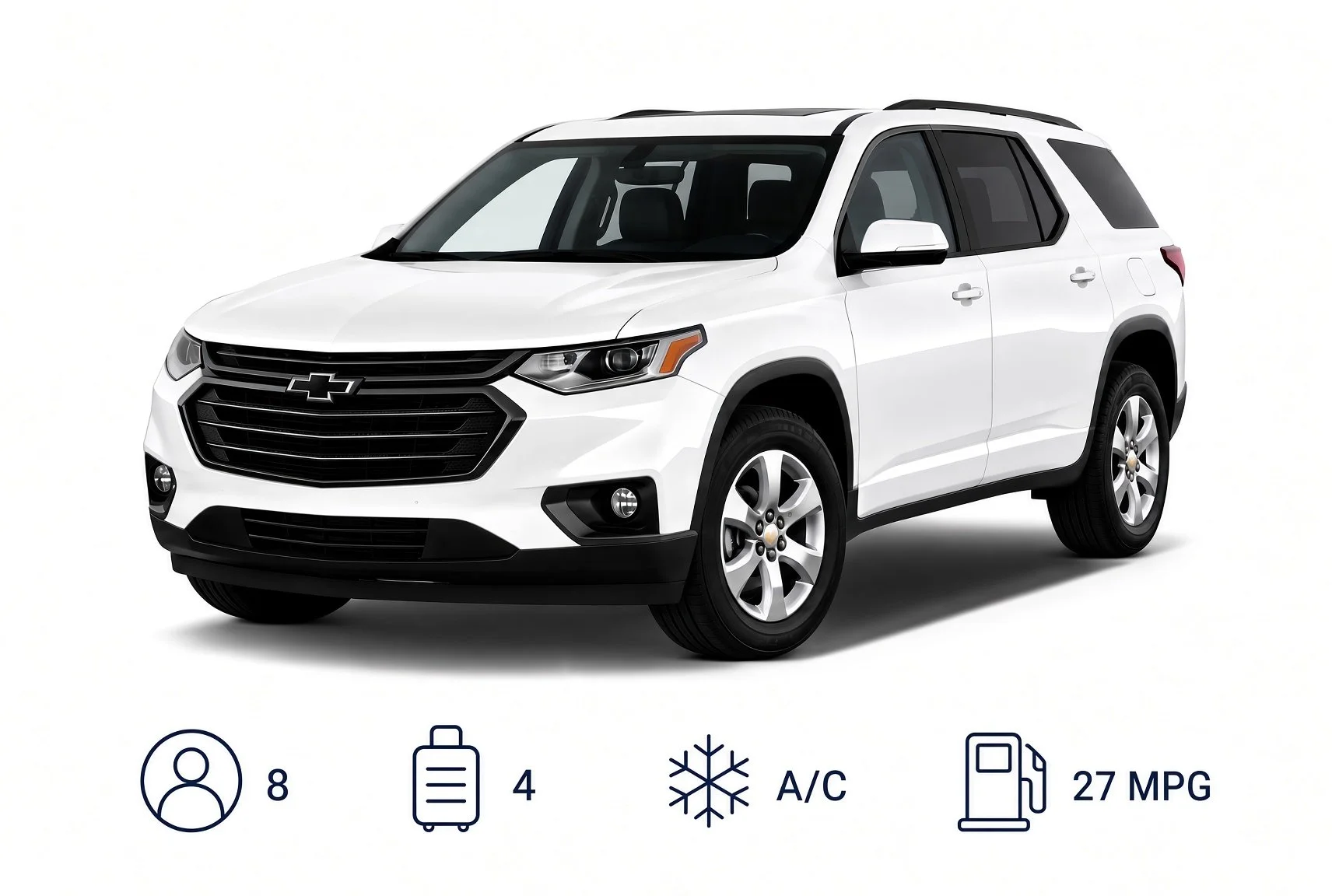 White Chevy Traverse rental Phoenix