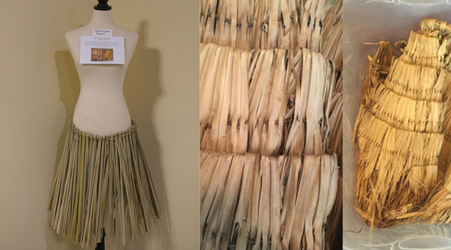 Nisenan Inspired Skirt Replica by  Teighlor Renee. Local Cattail. 
The replica on left, Original on right.
___________________________________________
This Nisenan skirt is an inspired replica made by artist Teighlor Renee. Skirts were used both cere