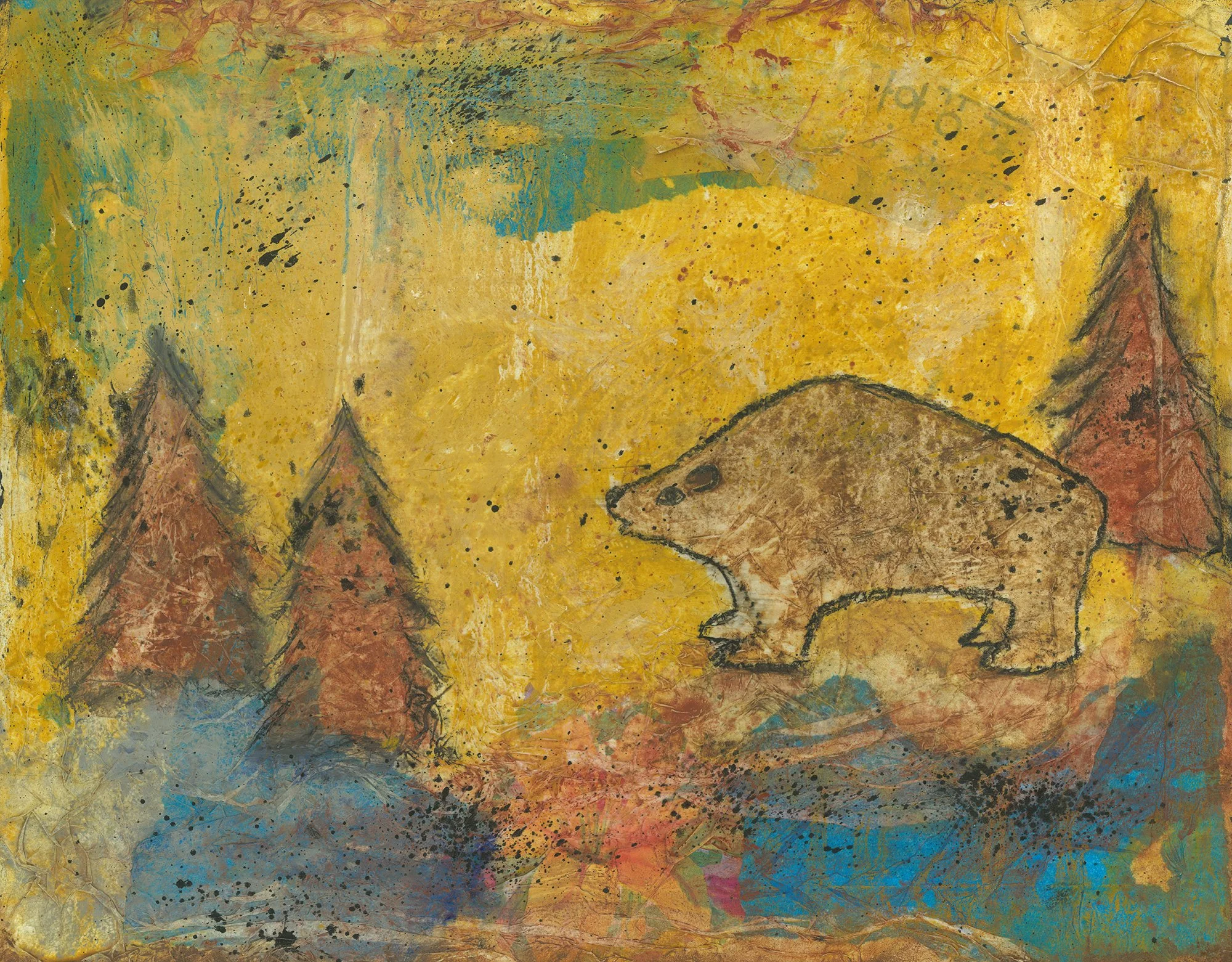 Earth Minerals in Painting, a Workshop with Tribal Members. Artwork by Ember Amador (not a Tribal Member). Mixed media using papers, charcoal, and mineral paints ___________________________________________ With Earth Artist, Jennifer Rugge, Tribal me