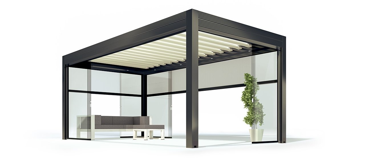 Gibus Med Varia Bioclimatic Louvre Roof Pergola - Frame - Anthracite Grey Ral 7016 Satin - Blades - Ivory Ral 1013 Satin (1).jpg