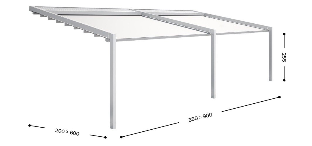 Gibus Med Luce Retractable All Weather Sloped Patio Pergola - 3 Front Posts - Measurements.jpg