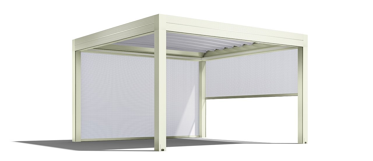 Gibus Med Azimut Retractable All Weather Roof Patio Garden Pergola - Ivory Ral 1013 Satin.jpg