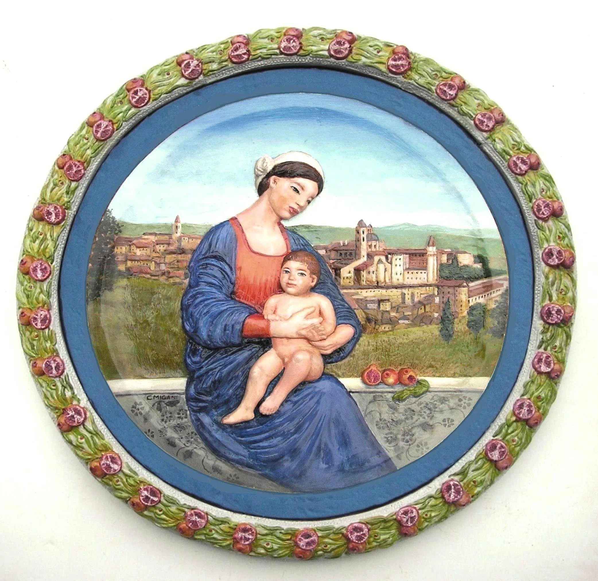 Madonna delle Melagrane. Maiolica dipinta, 2017.