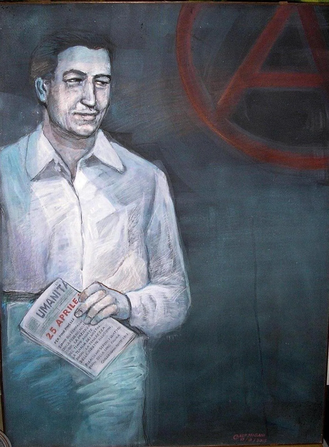 Ritratto di Pino Pinelli. Tecnica mista su cartone, 2015