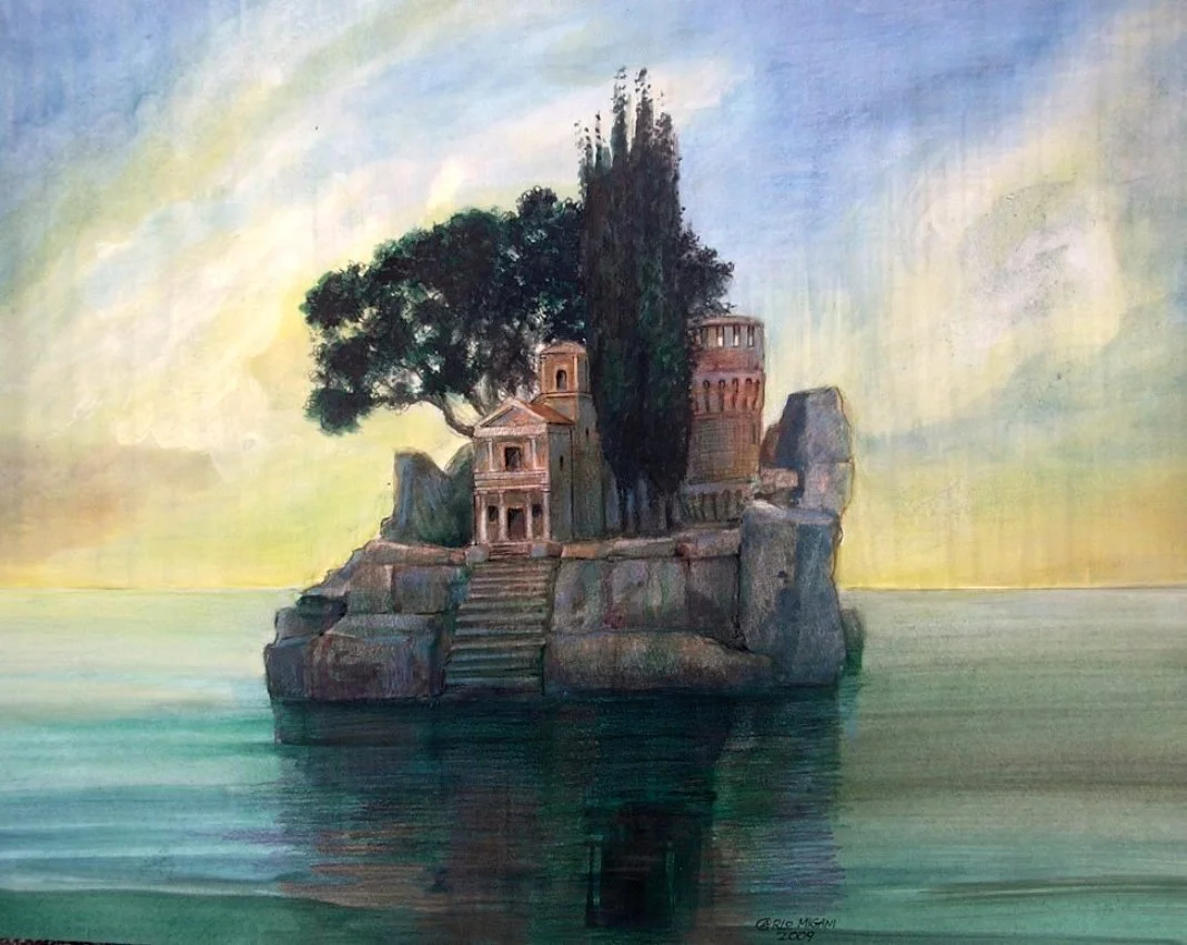L'isola. Acquarello e tempera su carta, 2009