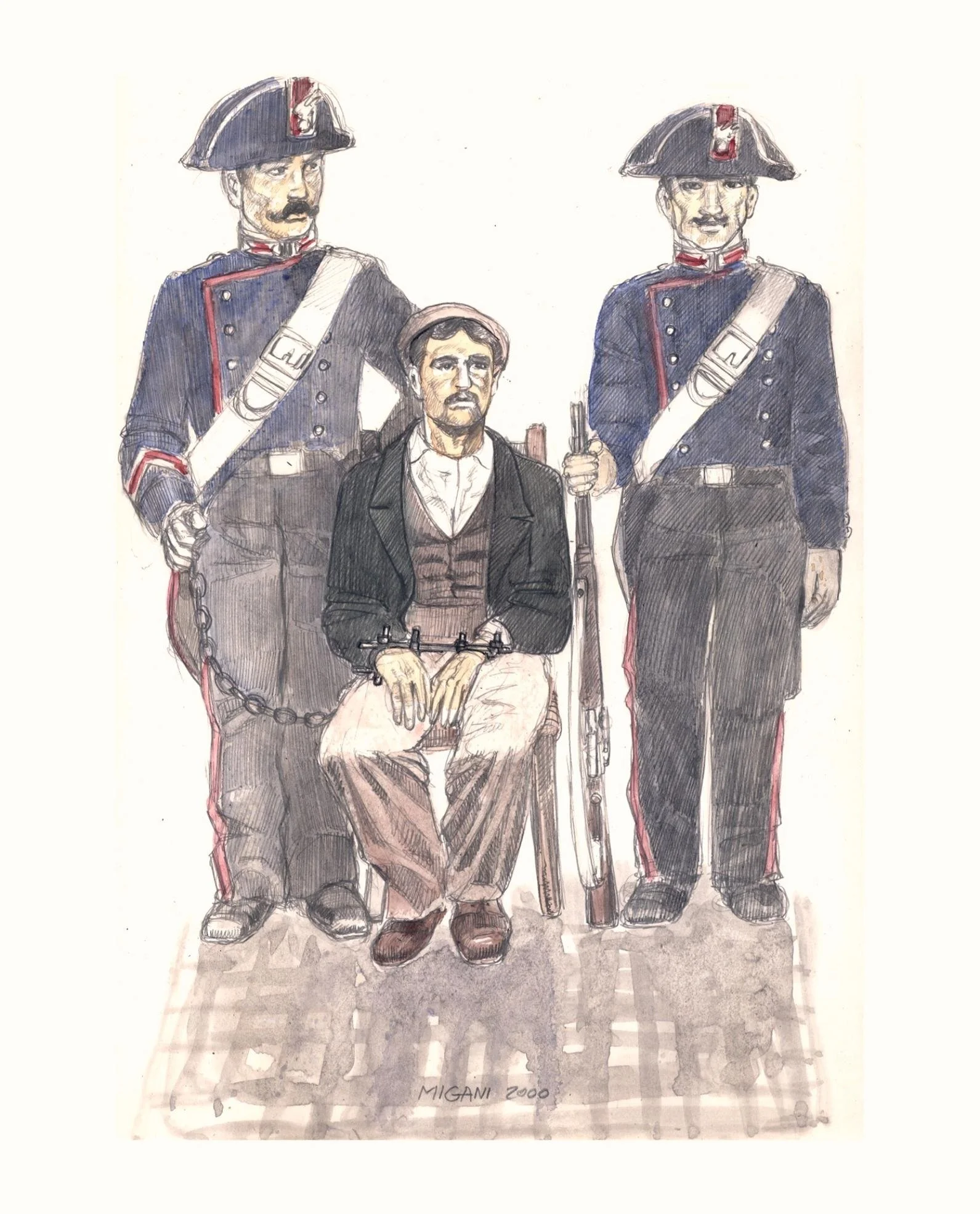 Il brigante Musolino. Acquarello e marita su carta, 2000