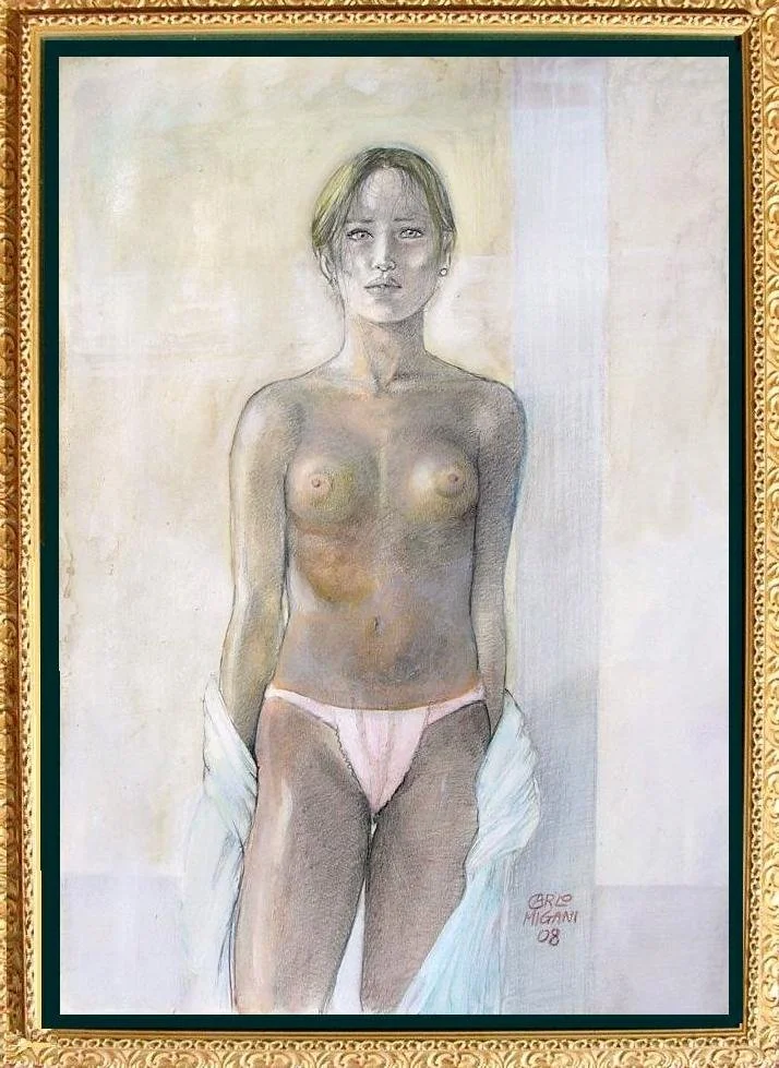 Modella adolescente - Matite e acquarelli su carta, 2008.