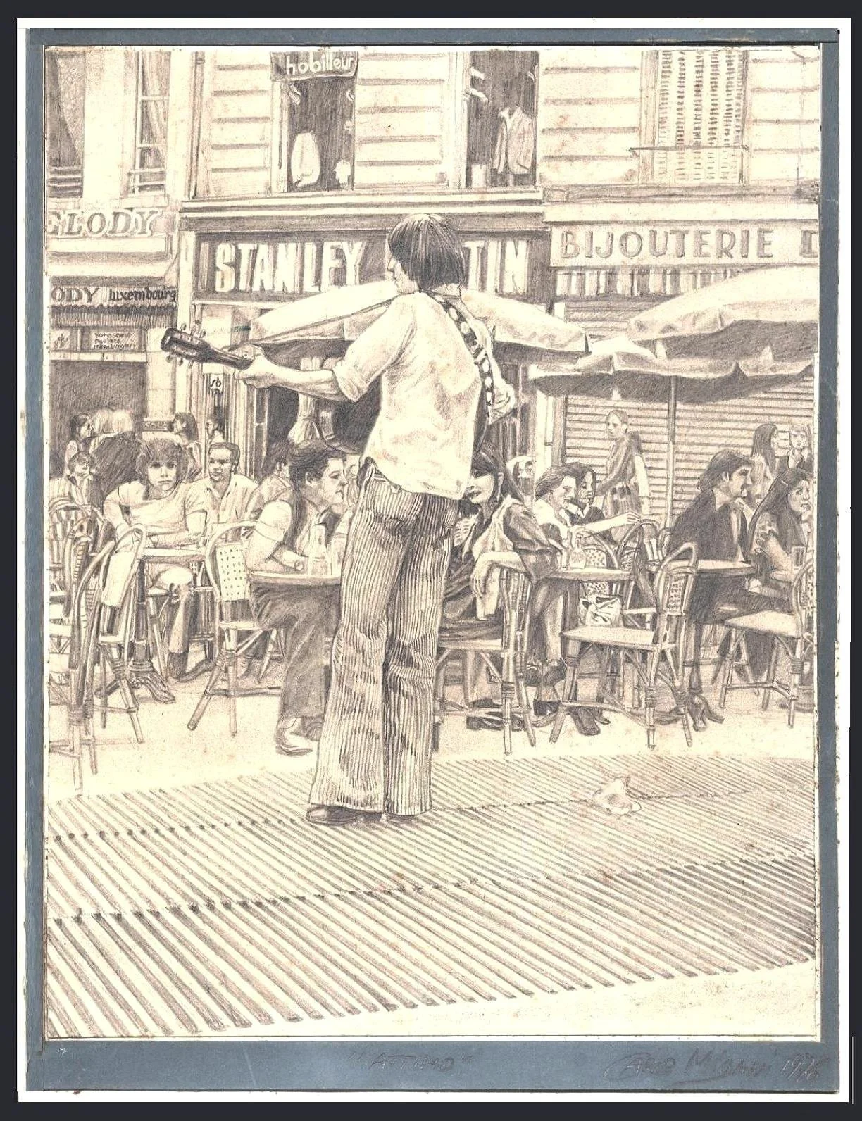 Attimo Parigi. Disegno su carta, cm 25x35, 1976-78
