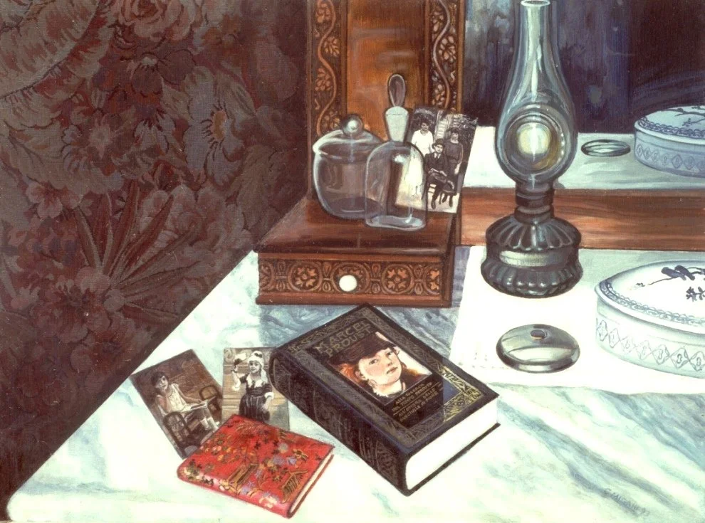 La macchina del tempo. Olio su broccato, 1993