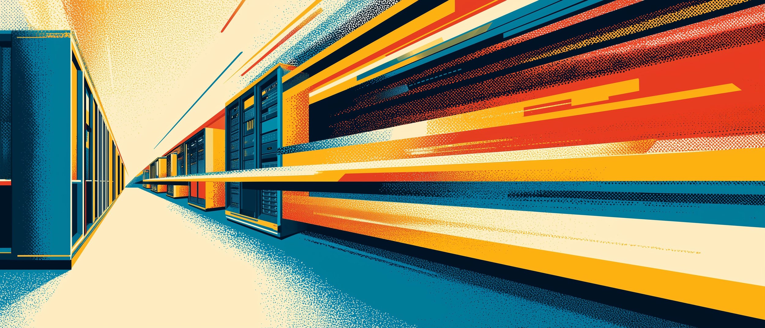 Image showing the idea of speed in a row of servers