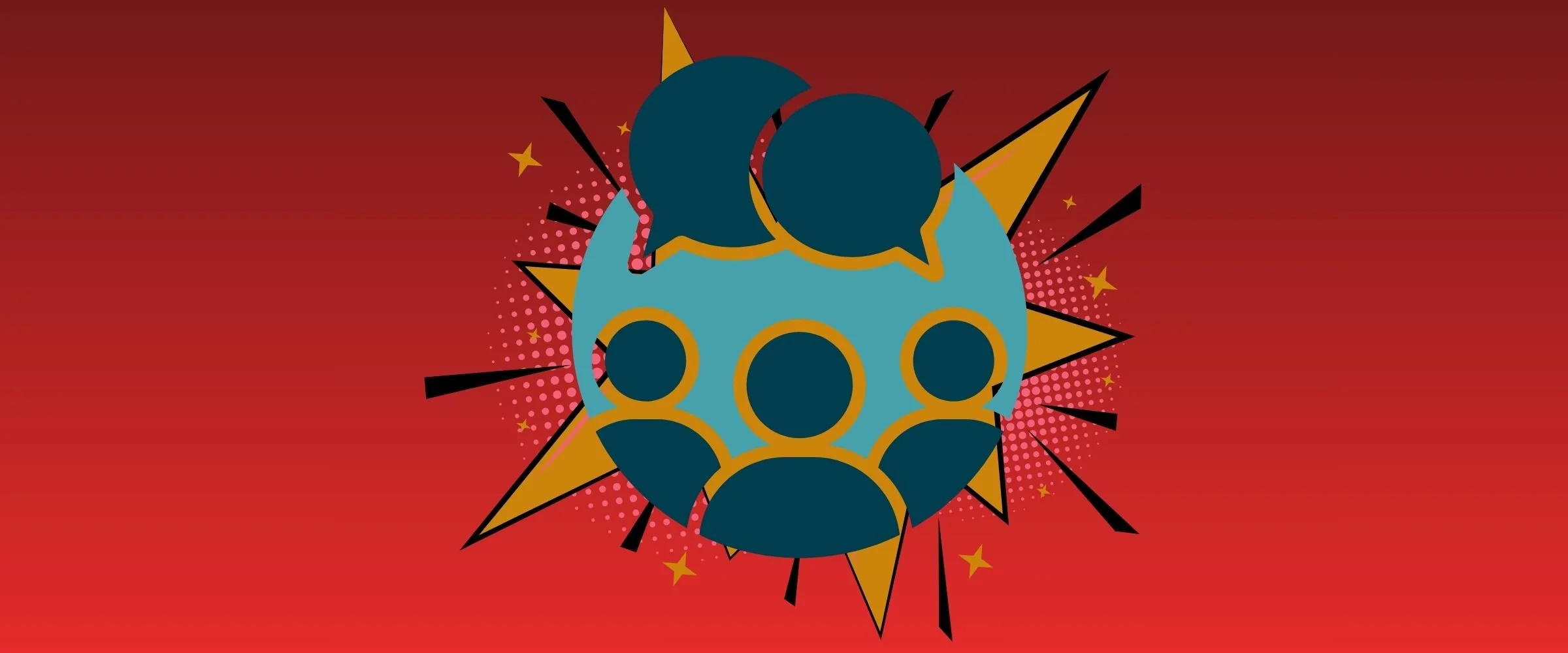 Banner image showing a blowing up chat