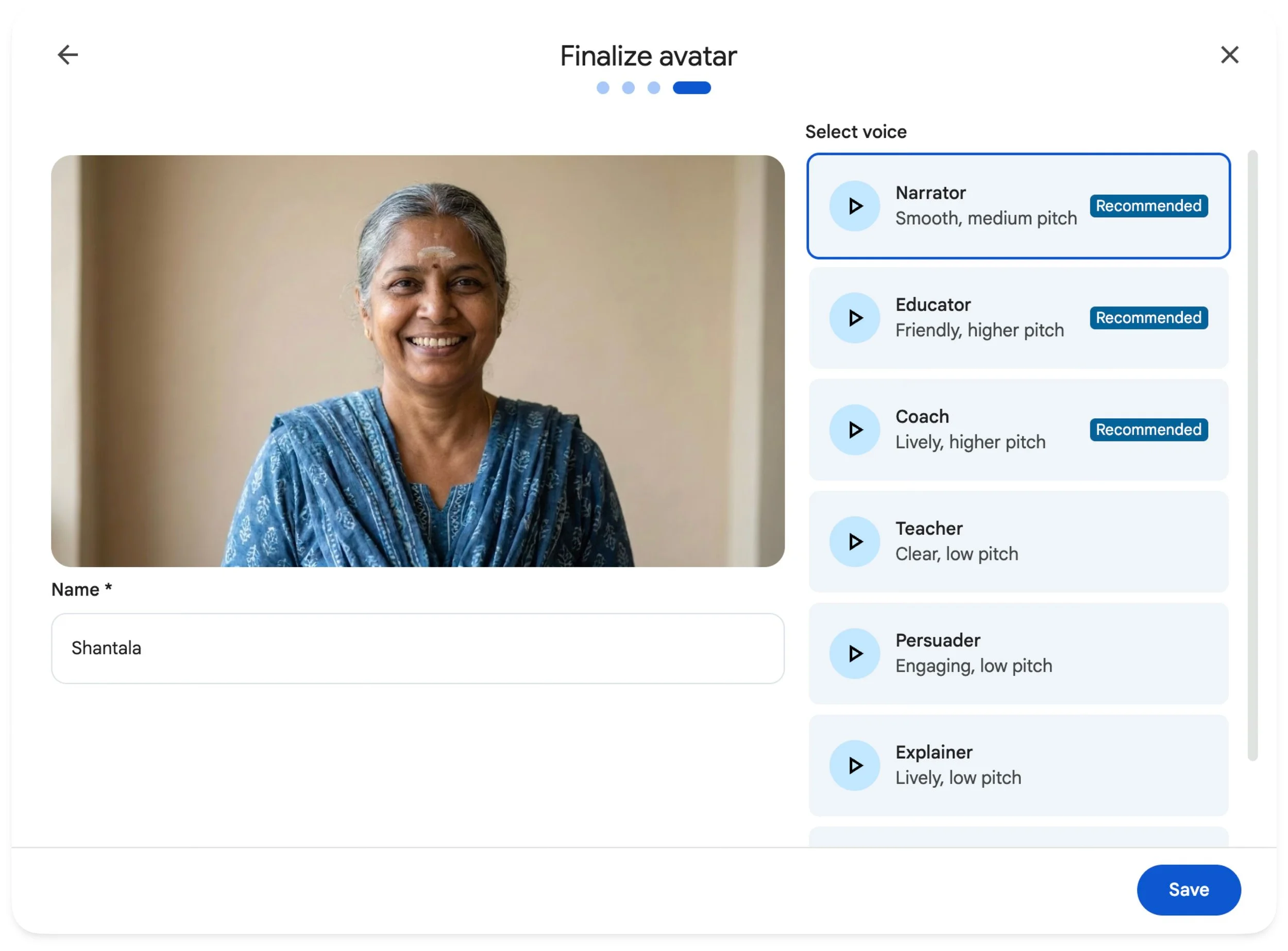 Screenshot from Google Vids showing that AI video doesn't match AI voices