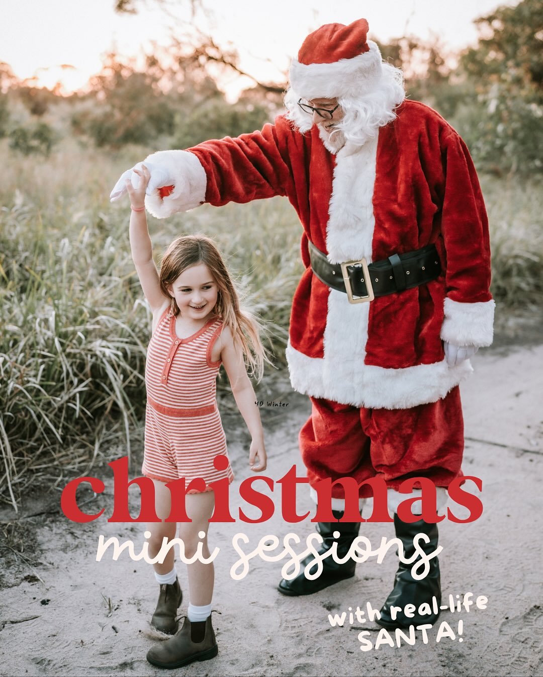 🎄 2025 Christmas Minis 🎄

This year there&rsquo;s twice the fun with two magical options to choose from to make your Christmas SPARKLE! ✨

Sunsets with Santa 🎅
November &amp; December
📍 Location: Portarlington
💫 Price: $350

Festive Vibes @ the 