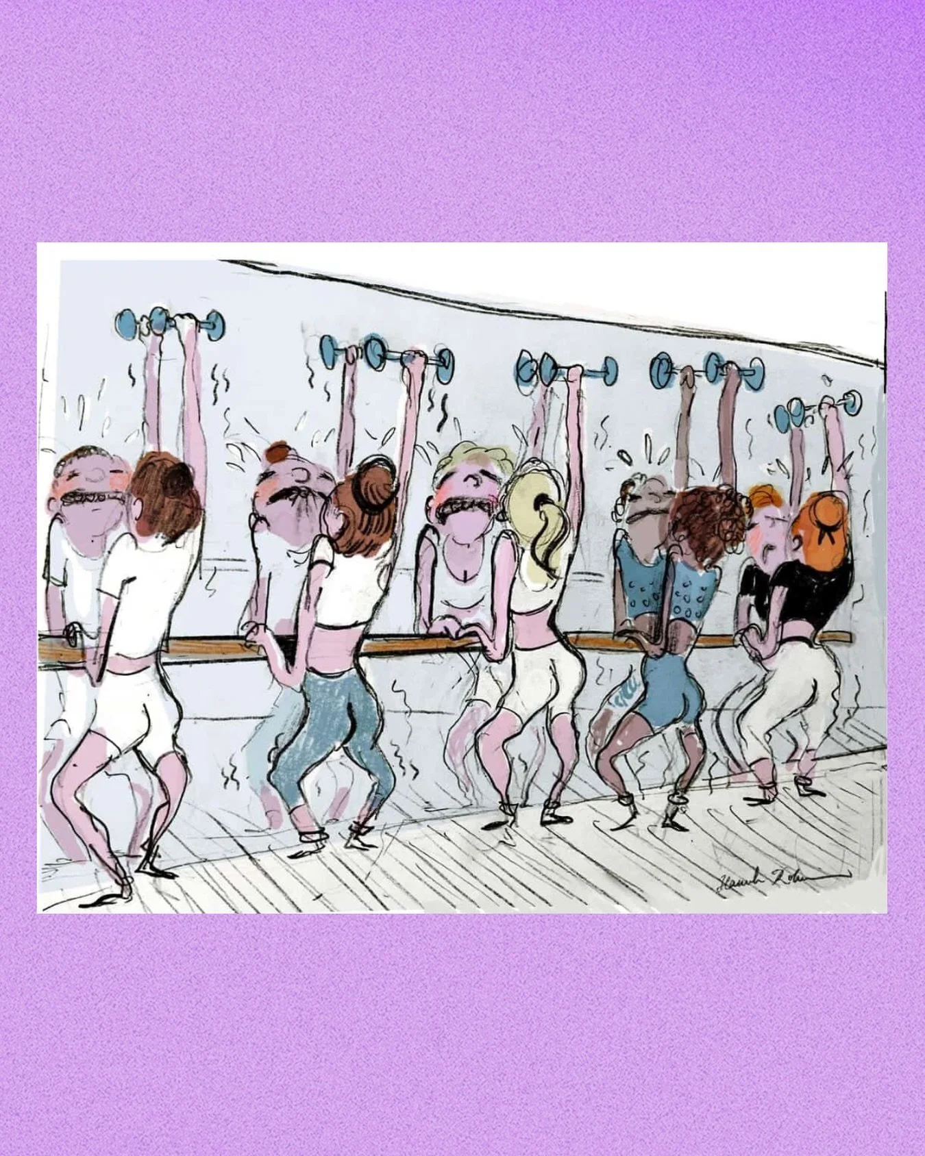 One of THE loveliest surprises. 
Seeing our class immortalised in illustration has completely made my day😁 @robinsondraws your art and your words perfectly capture the psychological experience that is Disco Barre . Hannah, you&rsquo;re amazing and o