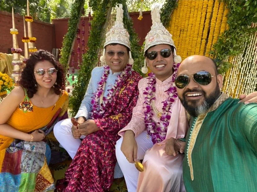 Nilesh with Abhay and Supriyo on their wedding Indian Gay Wedding