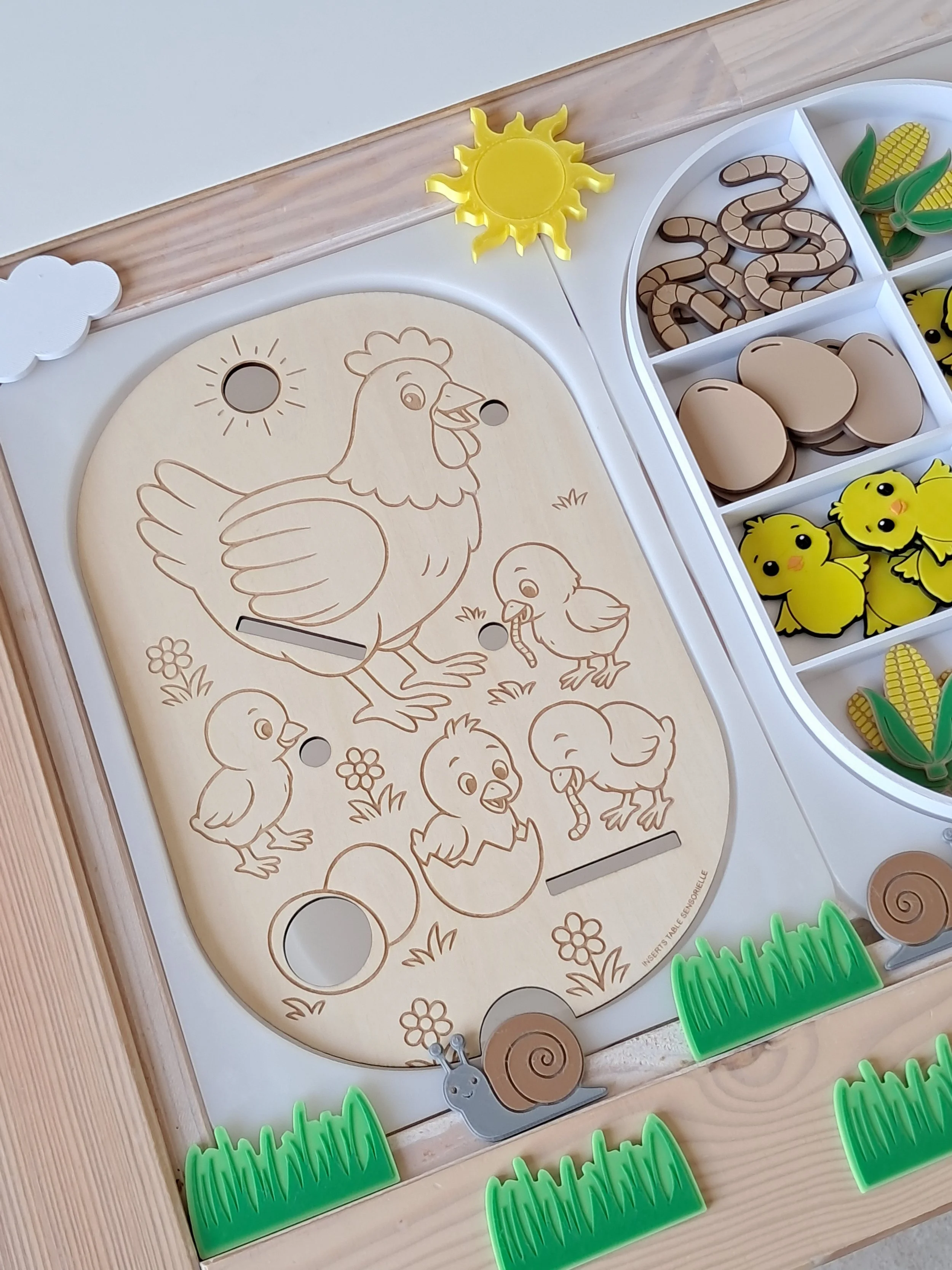 Insert pour petit bac trofast Poule et ses poussins