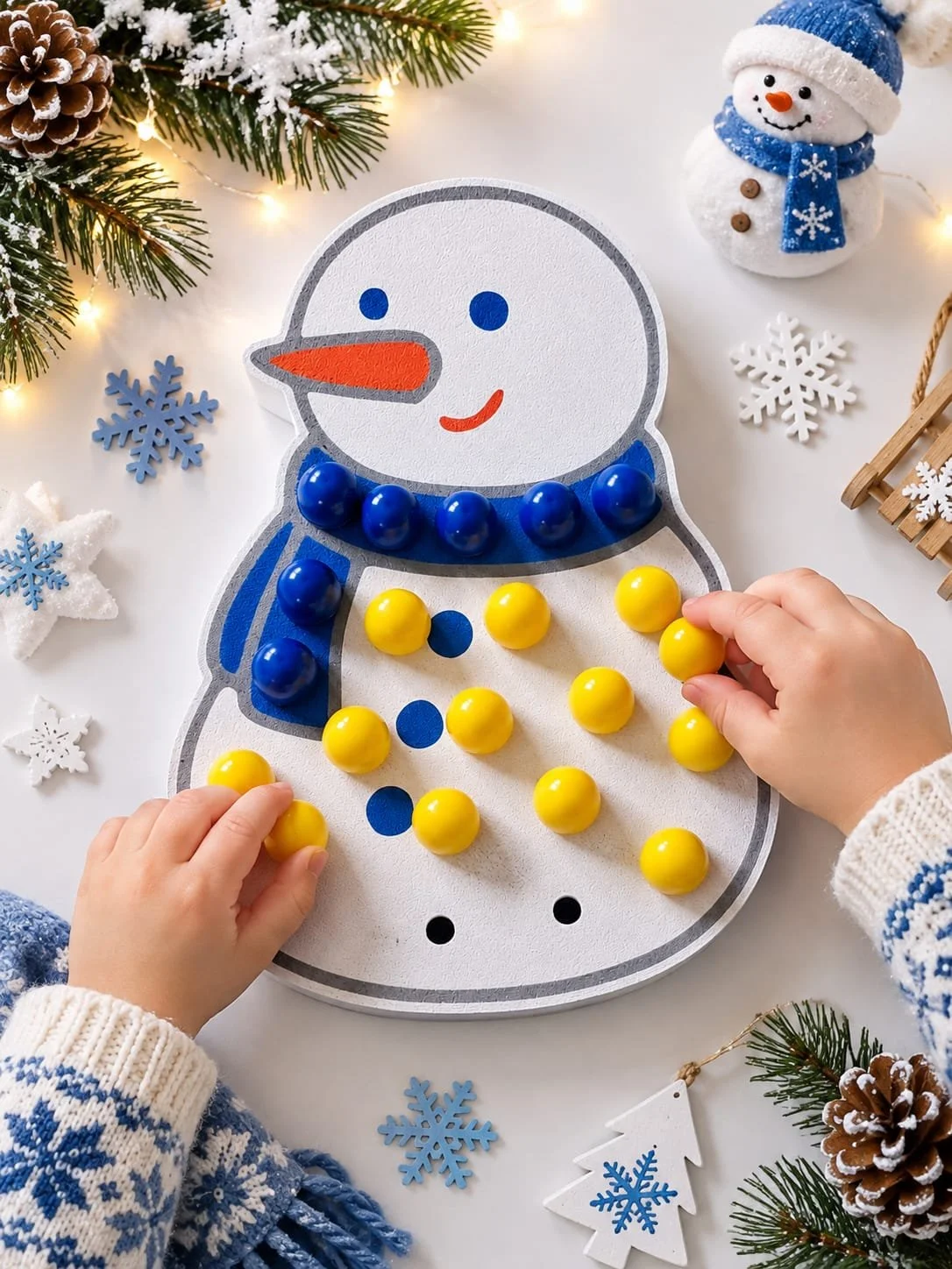 Support sensoriel Bonhomme de neige à trous pour picots