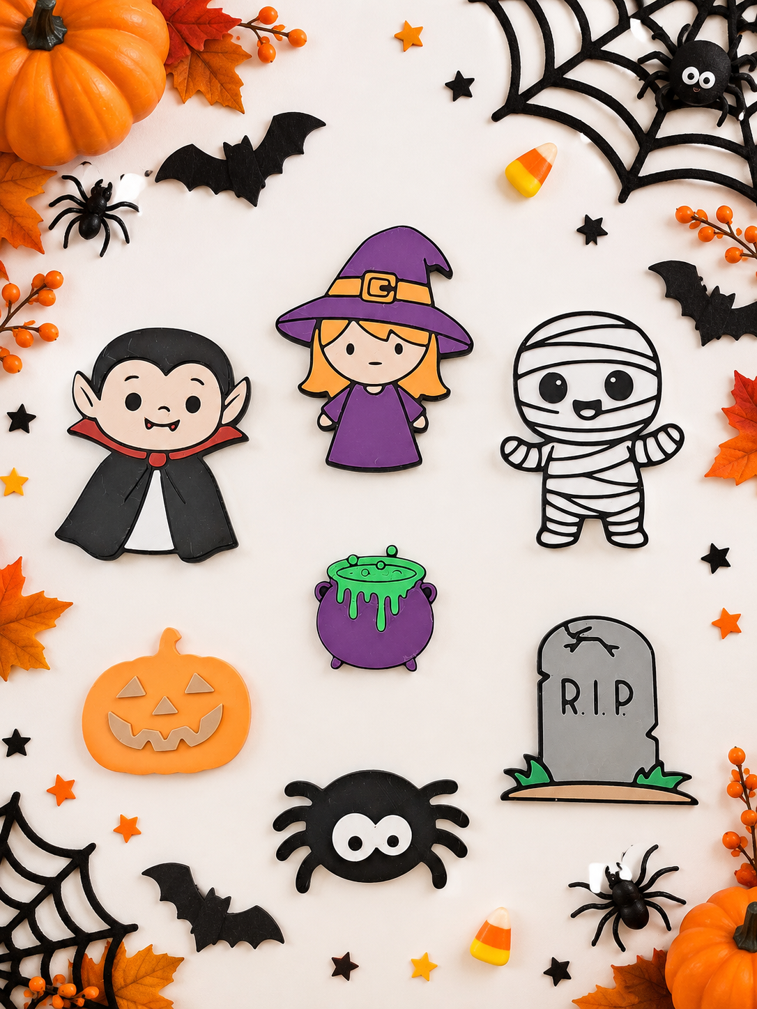🎃 Set Halloween – Personnages & accessoires pour mini monde sensoriel