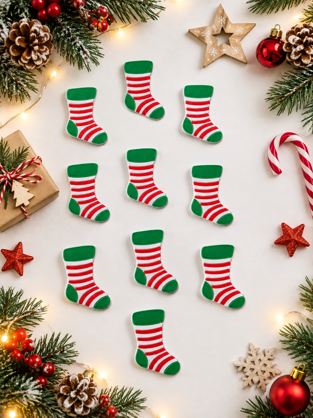 Lot de 10 jetons sensoriels chaussettes de lutins, tri, comptage, mini-monde