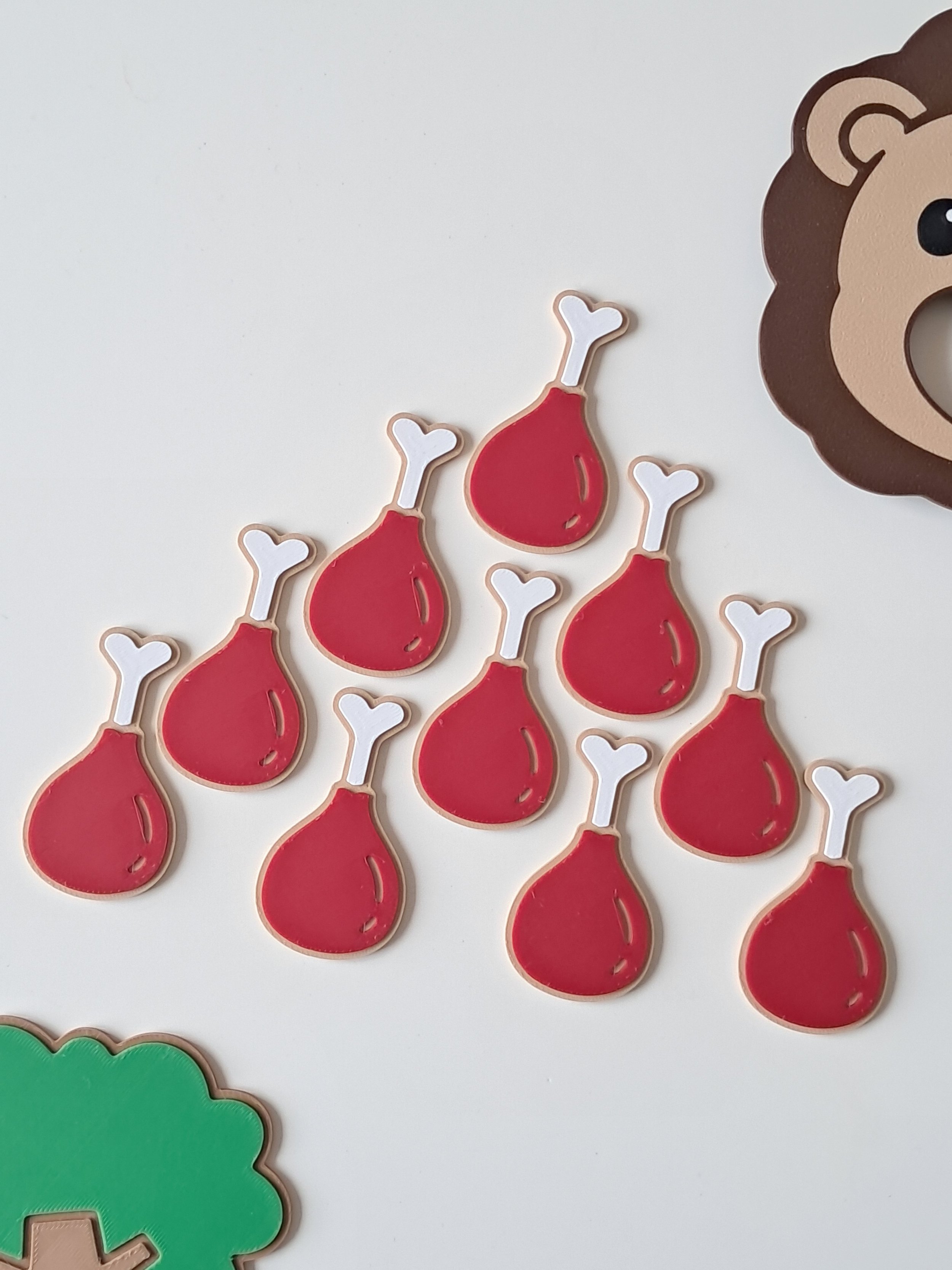 Lot de 10 jetons Pilons de viande, tric comptage mini monde