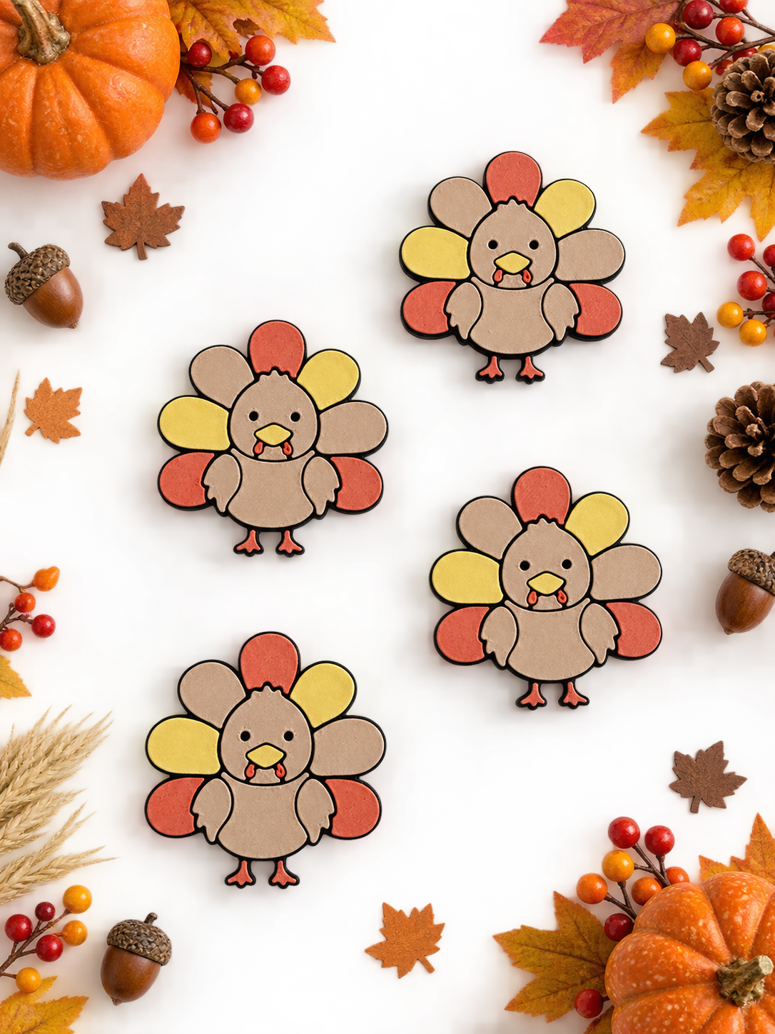Lot de 4 jetons sensoriels dindes de thanksgiving, mini-monde,