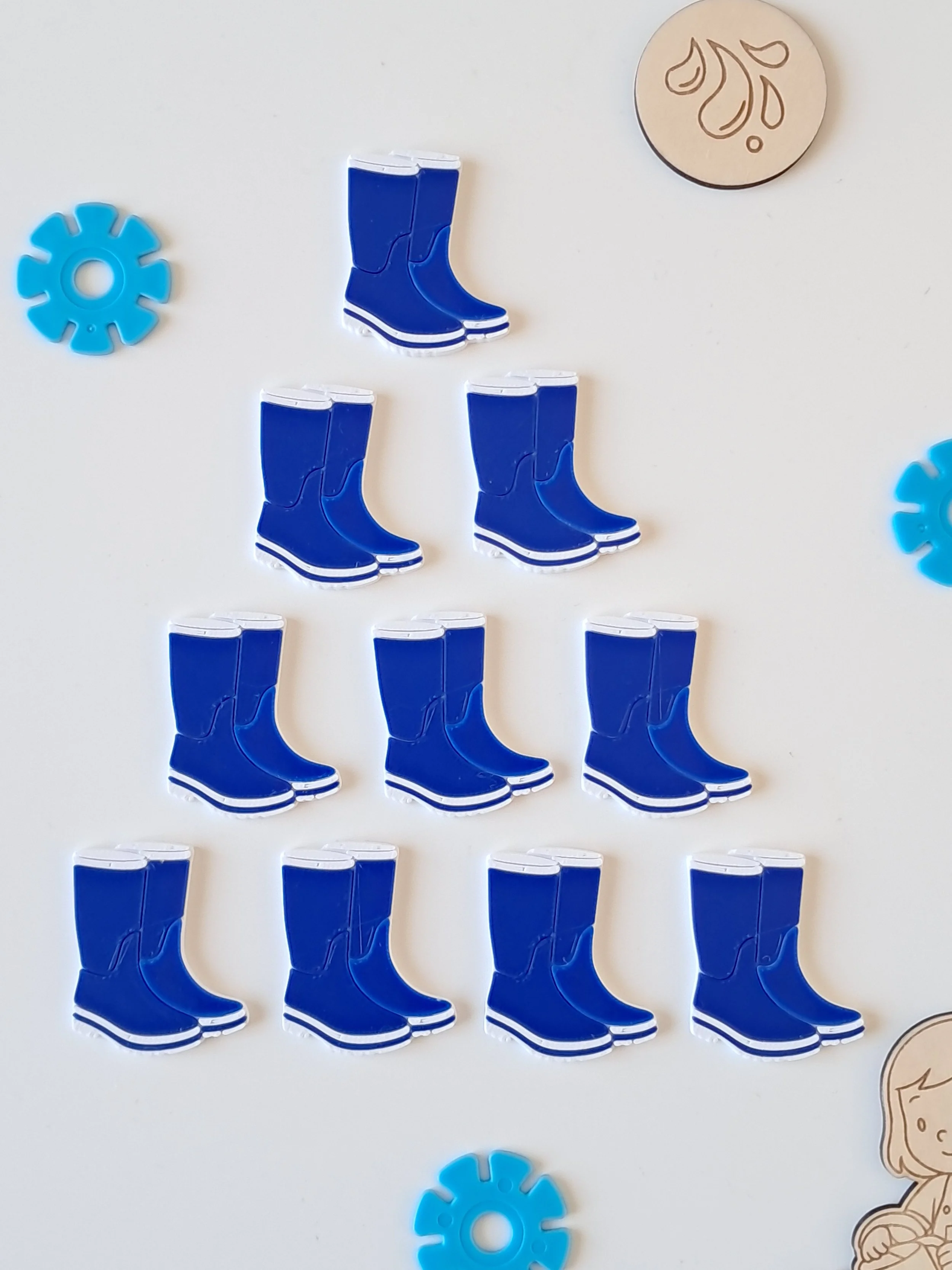 Lot de 10 jetons Bottes de pluie , tri comptage