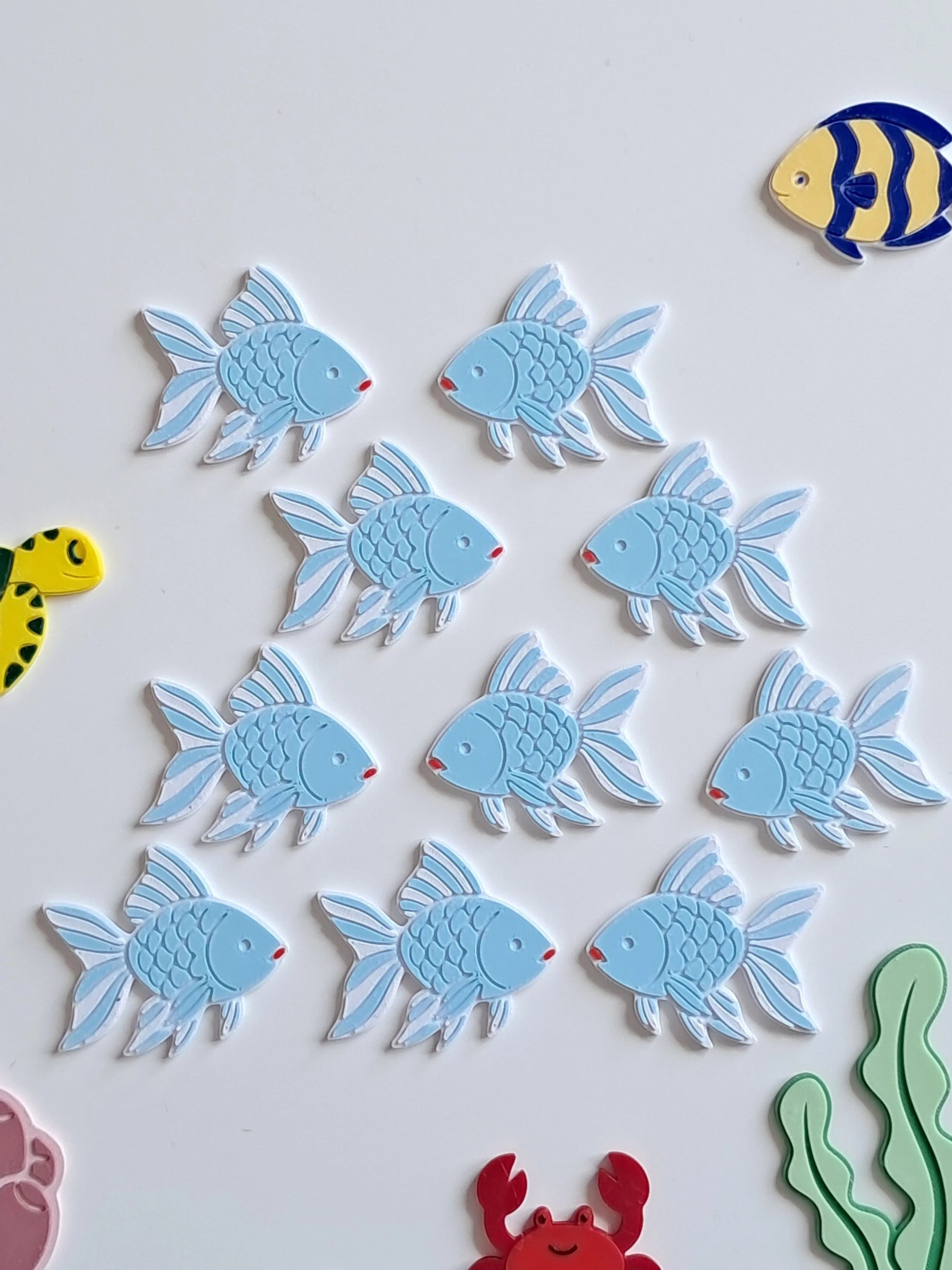 Lot de 10  Poissons Guppy sensoriels, tri, comptage, mini monde