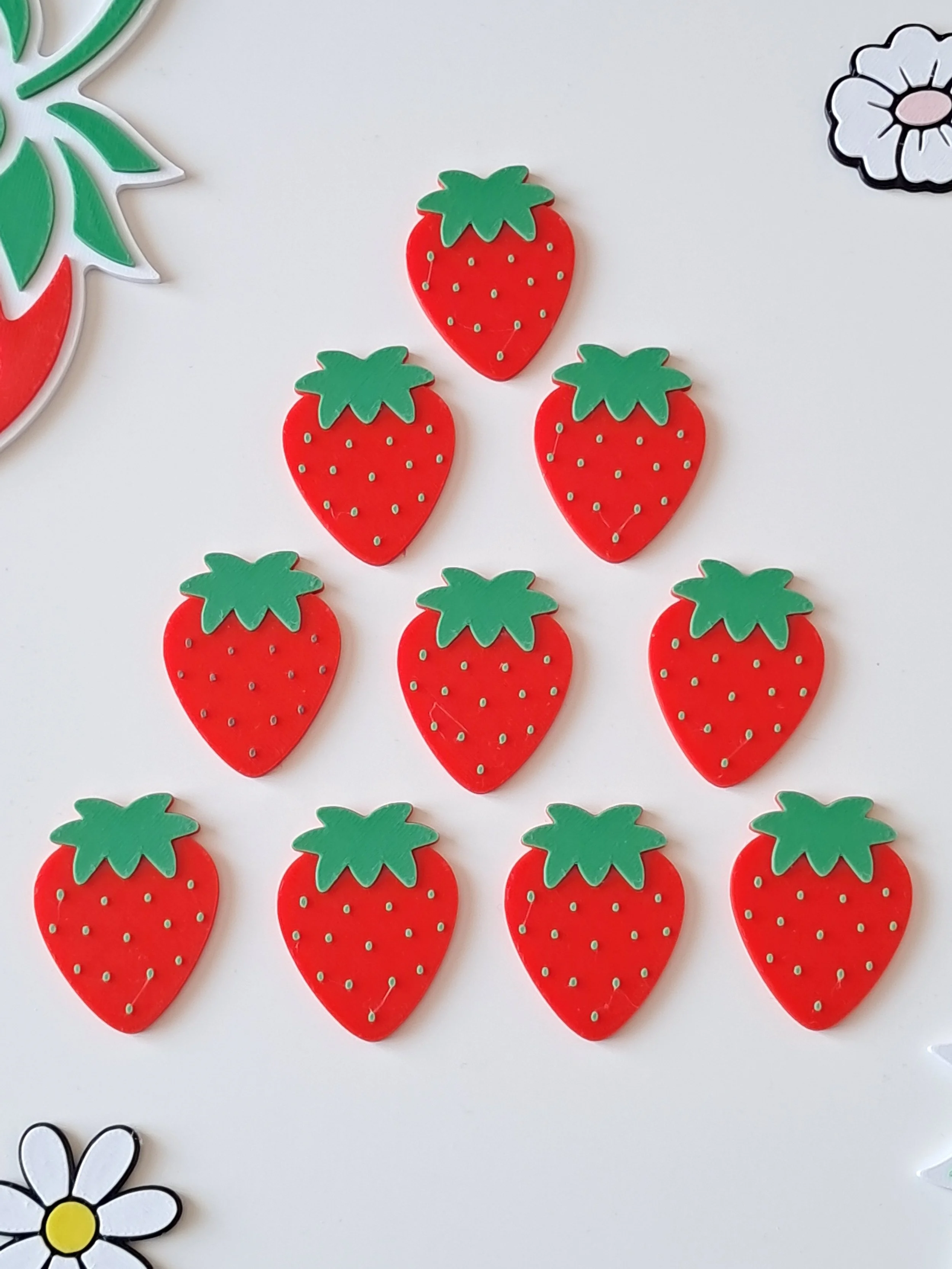 lot de 10 jetons fraise, tri, comptage, mini monde