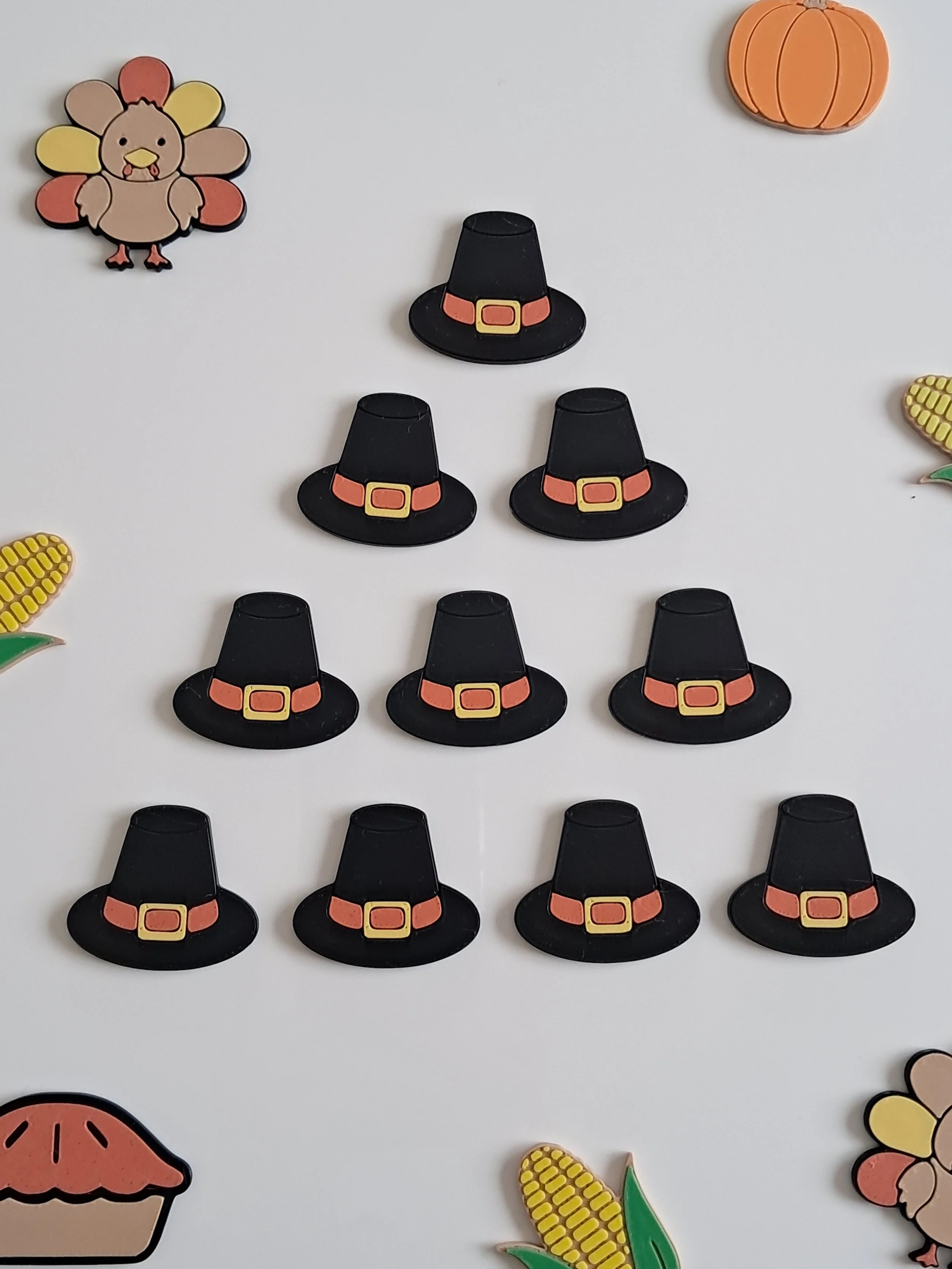 Lot de 10 jetons sensoriels chapeaux de pélerins Thanksgiving